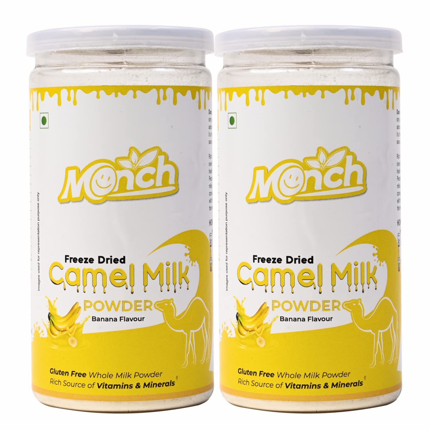 Monch Camel Milk Powder - Camel Milk Powder For Height Growth - Freeze Dried, Banana Flavoured (200g, 100gx2)
