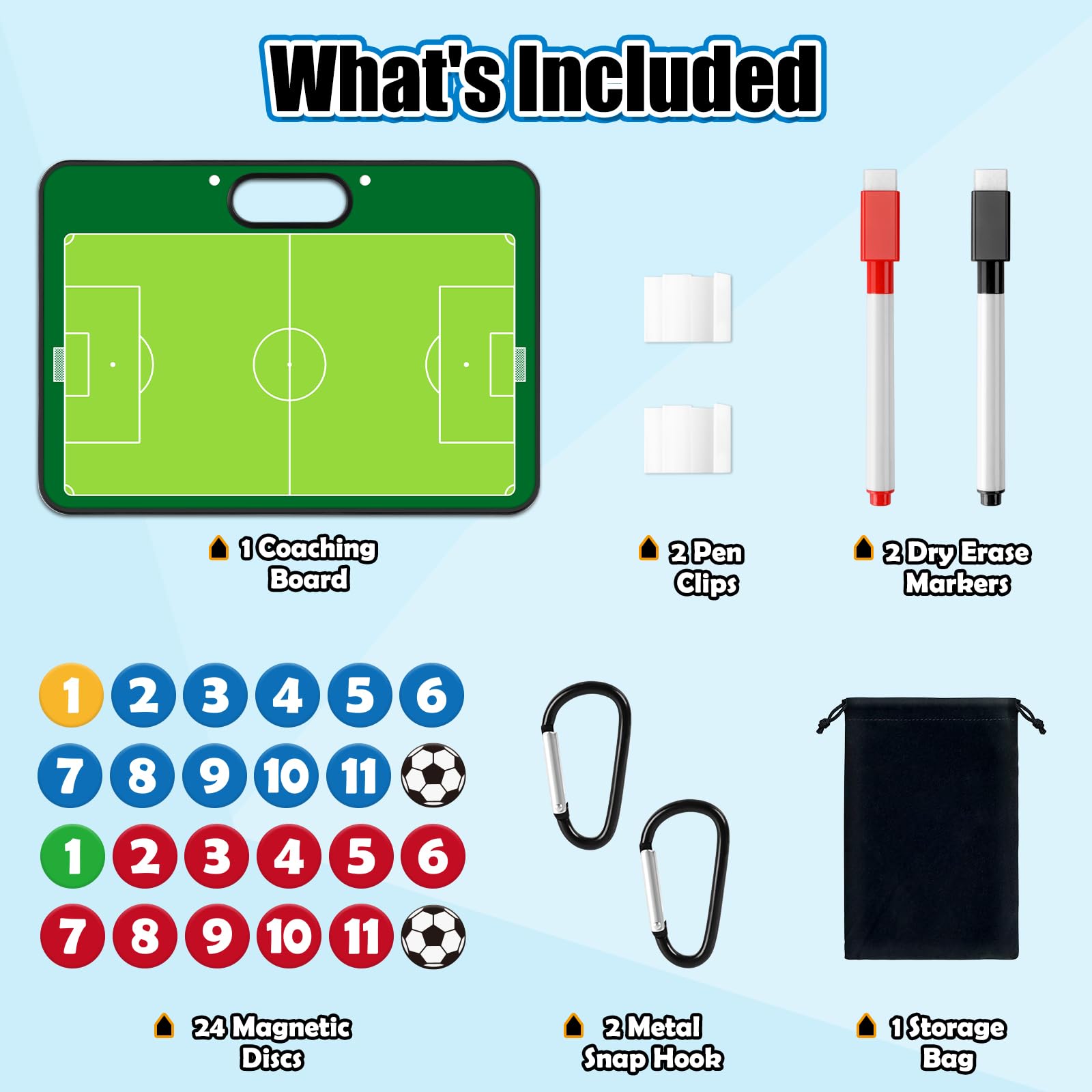 Tabla magnética de entrenamiento de fútbol de borrado en seco, portapapeles de tácticas de fútbol para entrenador, portapapeles de fútbol, kit de equipo de entrenamiento de fútbol, accesorios 7