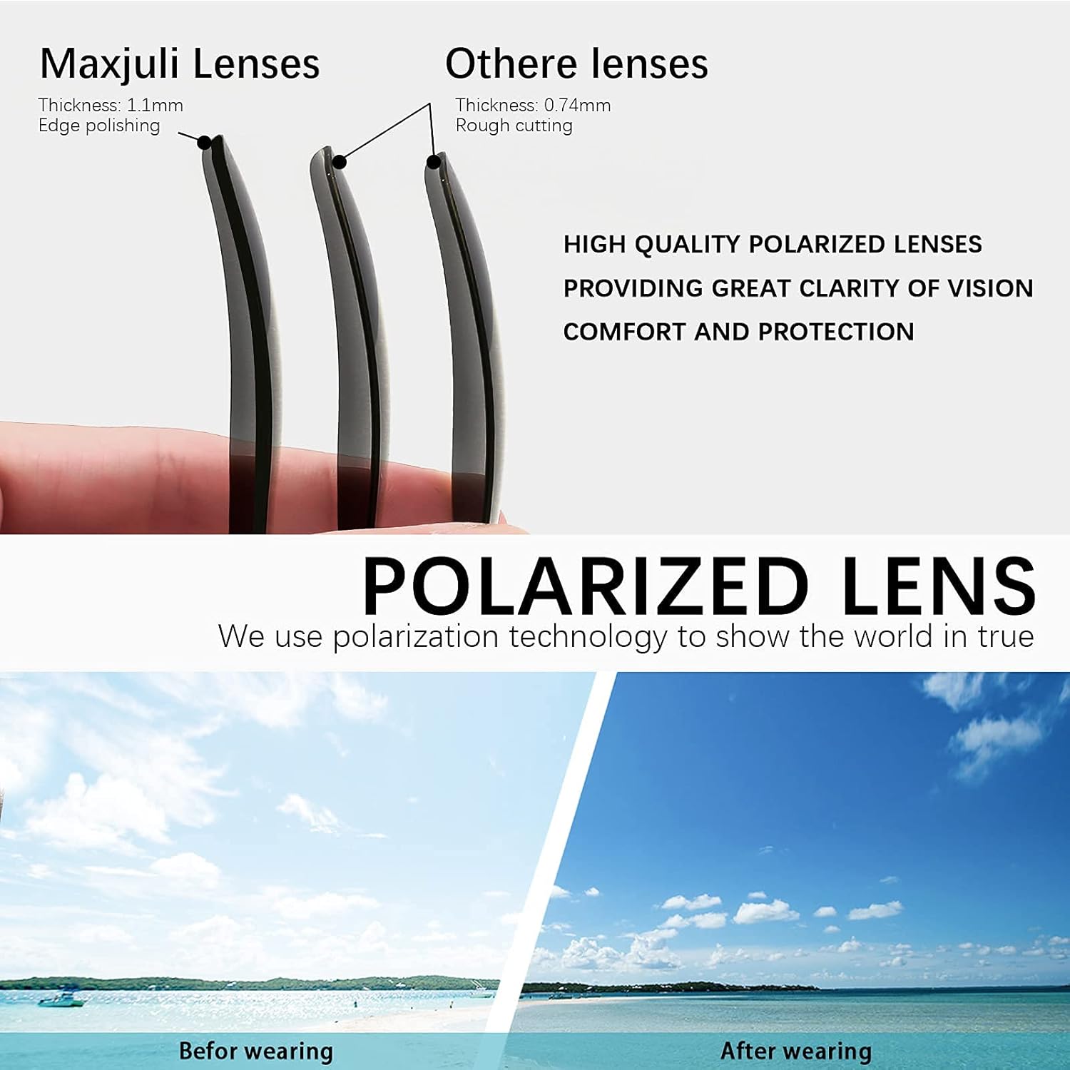 MAXJULI Polarized Sunglasses for Men and Women,UV Protection Rectangular Sun Glasses 8806 - Image 7