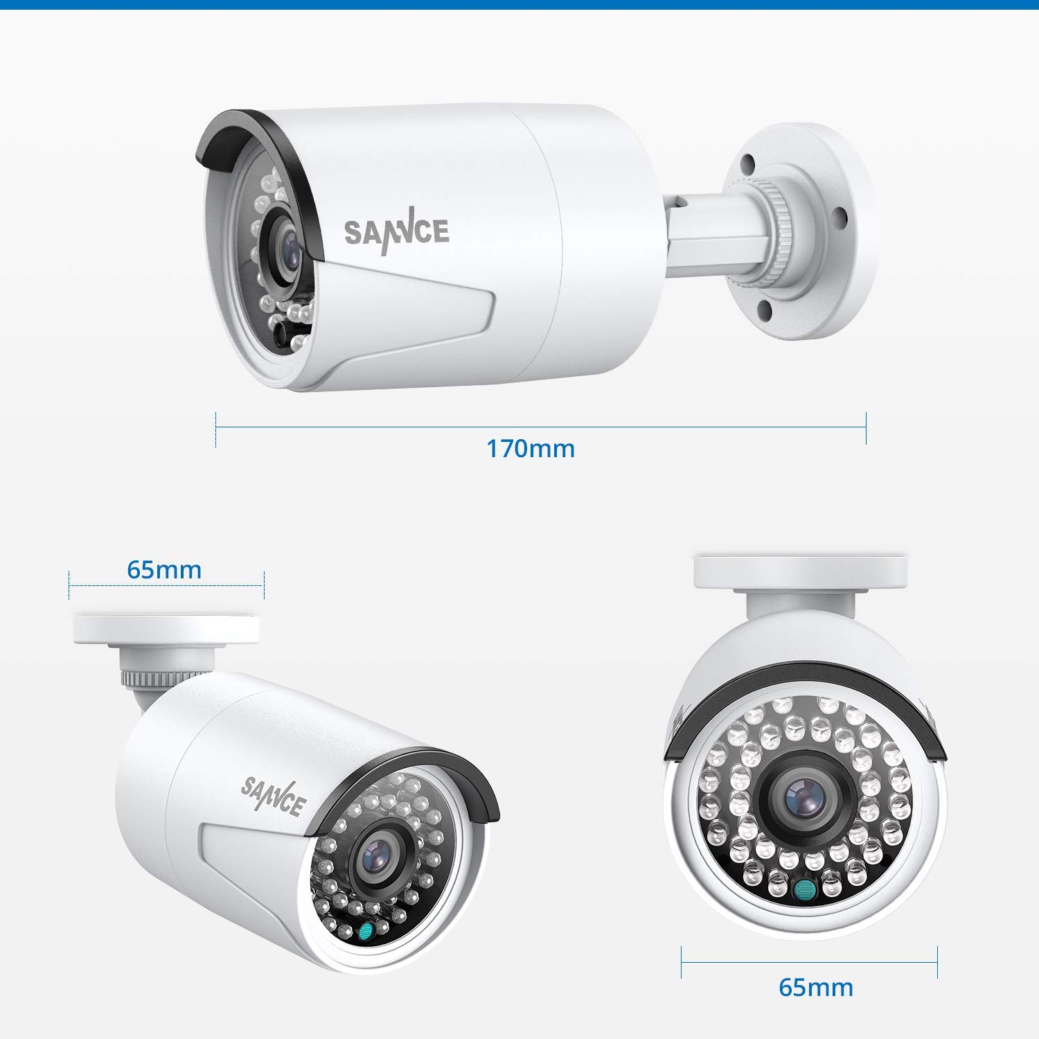 SANNCE 2 Telecamere PoE Esterno Bullet IP 5MP con Rilevamento di Persone, Audio Bidirezionale, 36pezzi IR-LED Visione Notturna 30m, IP66 Impermeabile, Alloggiamento in Metallo
