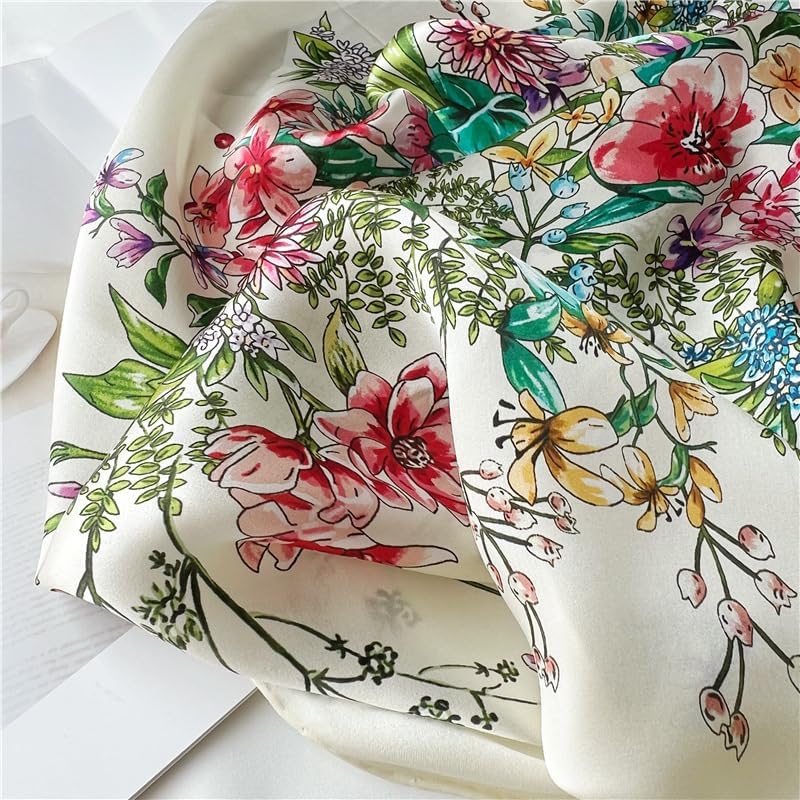 100% Pure Mulberry Silk Scarf 43”*43” Large Square Lightweight Headscarf Women’s Hair Wraps Shawls with Gift Packed - Image 4