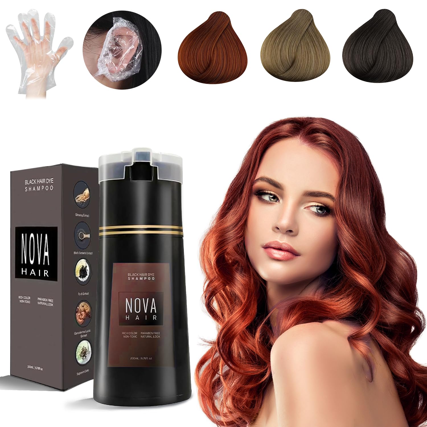 Dye Shampoo,Nova Hair Instant Dye Shampoo,Nova Hair Dye Shampoo 3 in 1, for Men & Women (Dark Brown 3PCS)