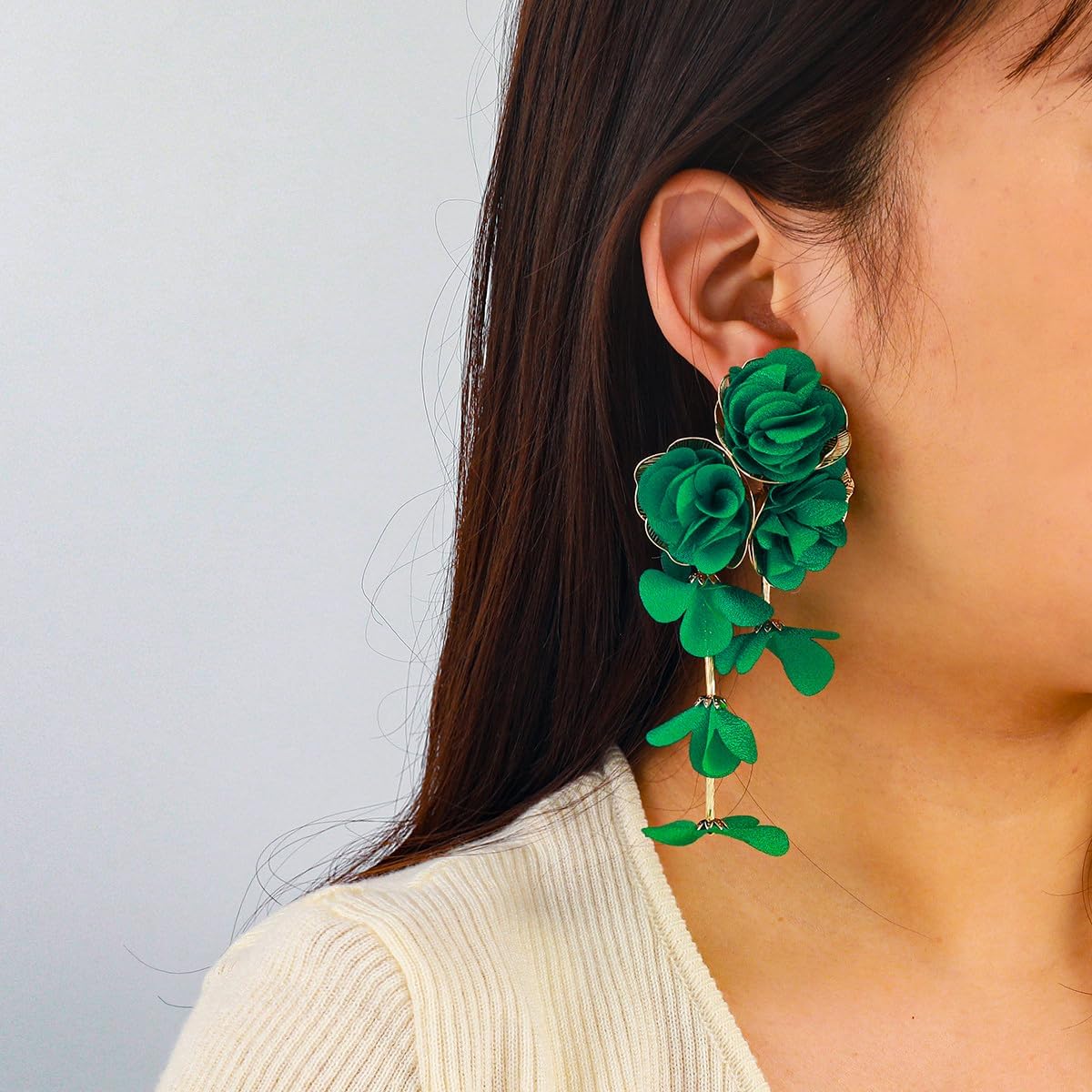 Fabric Flower Earrings for Women Colorful Long Tassel Floral Drop Earrings Fashion Boho Exaggerated Statement Beach Party Jewelry - Image 6