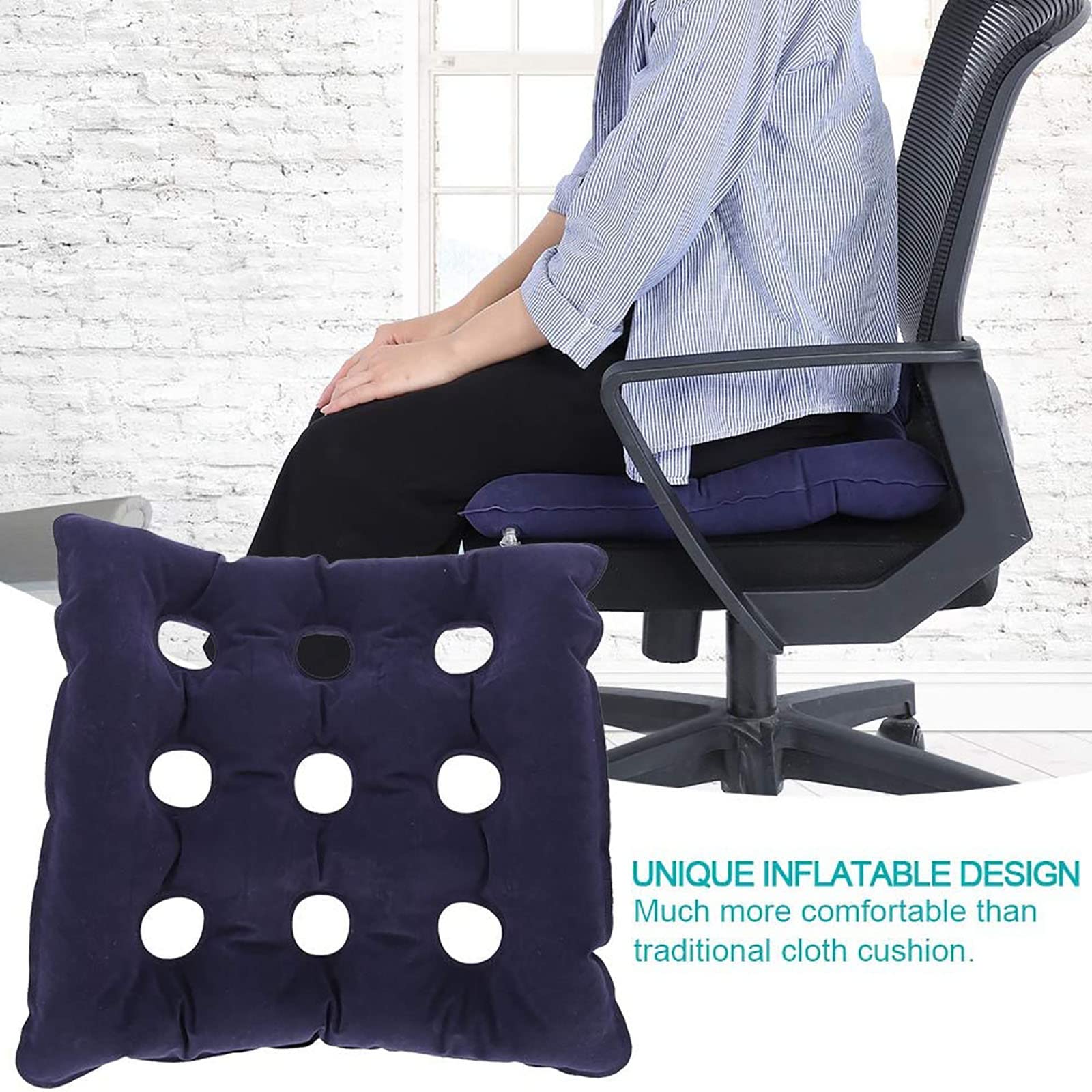 Cuscino d'Aria Gonfiabile Anti-decubito, 43 * 43 cm Cuscino per Sedile Ad Aria per Auto per Sedia A Rotelle, Cuscino Anti-decubito Cuscino Gonfiabile del Sedile per Pazienti Anziani Costretti A L