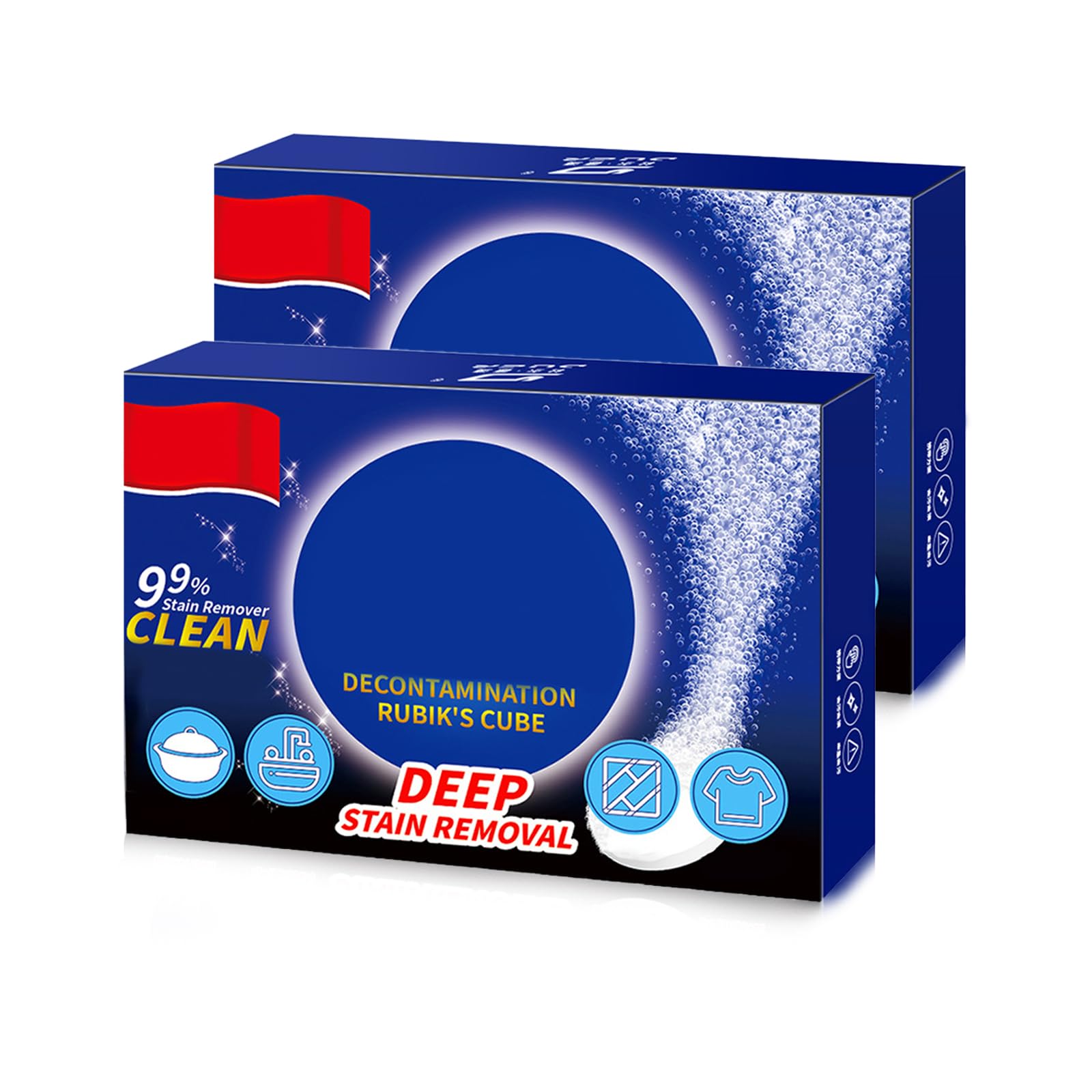 2 Box Multi-Functional Bio-Enzyme Cleaning Tablets, Active Enzyme Laundry Stain Remover Enzyme Cleaner Dissolve Concentrated Tablets Household Stain Removal Cubes Cleaning Powder for Bathroom Kitchen
