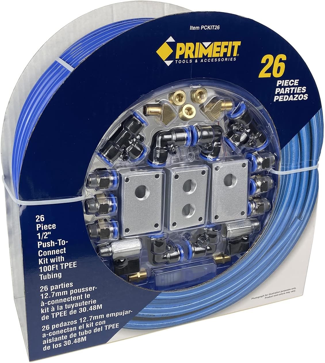 PRIMEFIT 1/2 in. X 100 FT. Nylon TUBING with AIR Piping System AIR Push to Connect KIT 26- - Image 2