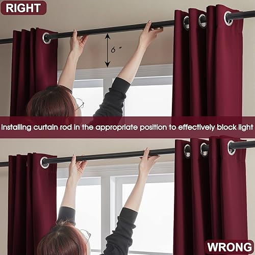 Miniatura 7 de Rutterllow -Cortinas opacas cortas de 52 x 54 pulgadas para sala de estar, dos capas con forro negro, ojales en la parte superior, reducción de