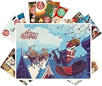 Vista 6 de PIXILUV Tarjetas de felicitación de Navidad vintage 24pcs niños felices jugando Navidad Reimpresión antigua Postal Set