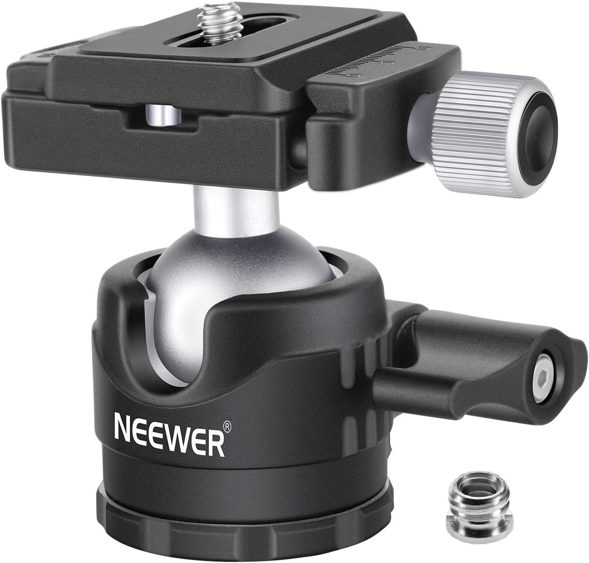 Neewer 28MM Low-Profile Tripod Ball Head 360 Degree Panoramic Rotating with 1/4 inch Quick Release Plate and Bubble Level for DSLR Cameras Tripods Monopods Slider, Max Load 11lb/5kg