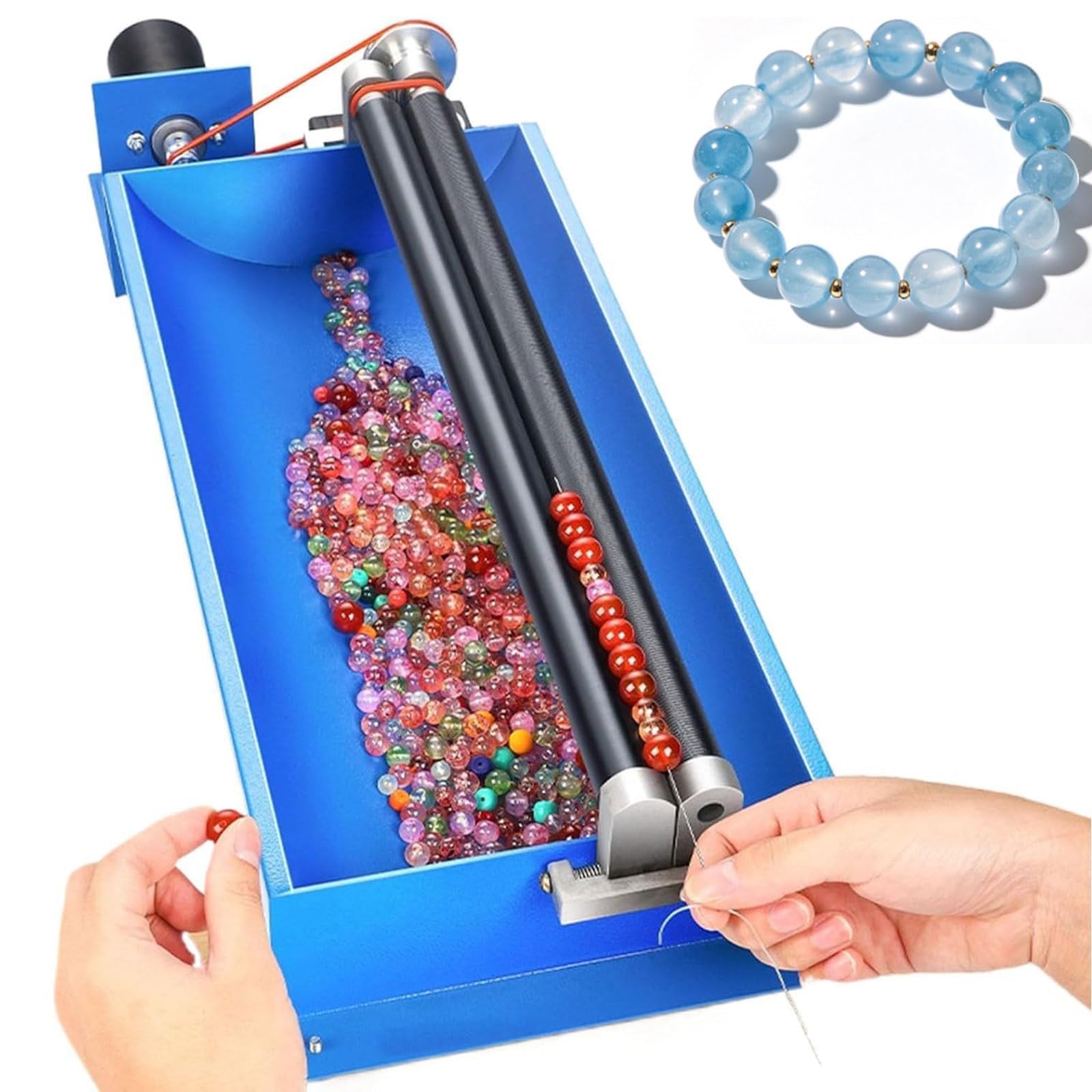 FHRKA Semi-Automatic Beading Machine,3-25mm Manual Jade Thread Marker Round Beads Threader with Stepless Speed Control