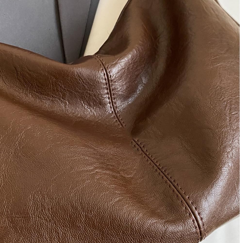 Slouchy PU Leather Hobo Bags Women Trendy Underarm Shoulder Bag Crossbody Purse College Travel Satchel Tote Handbag 2025 - Image 7