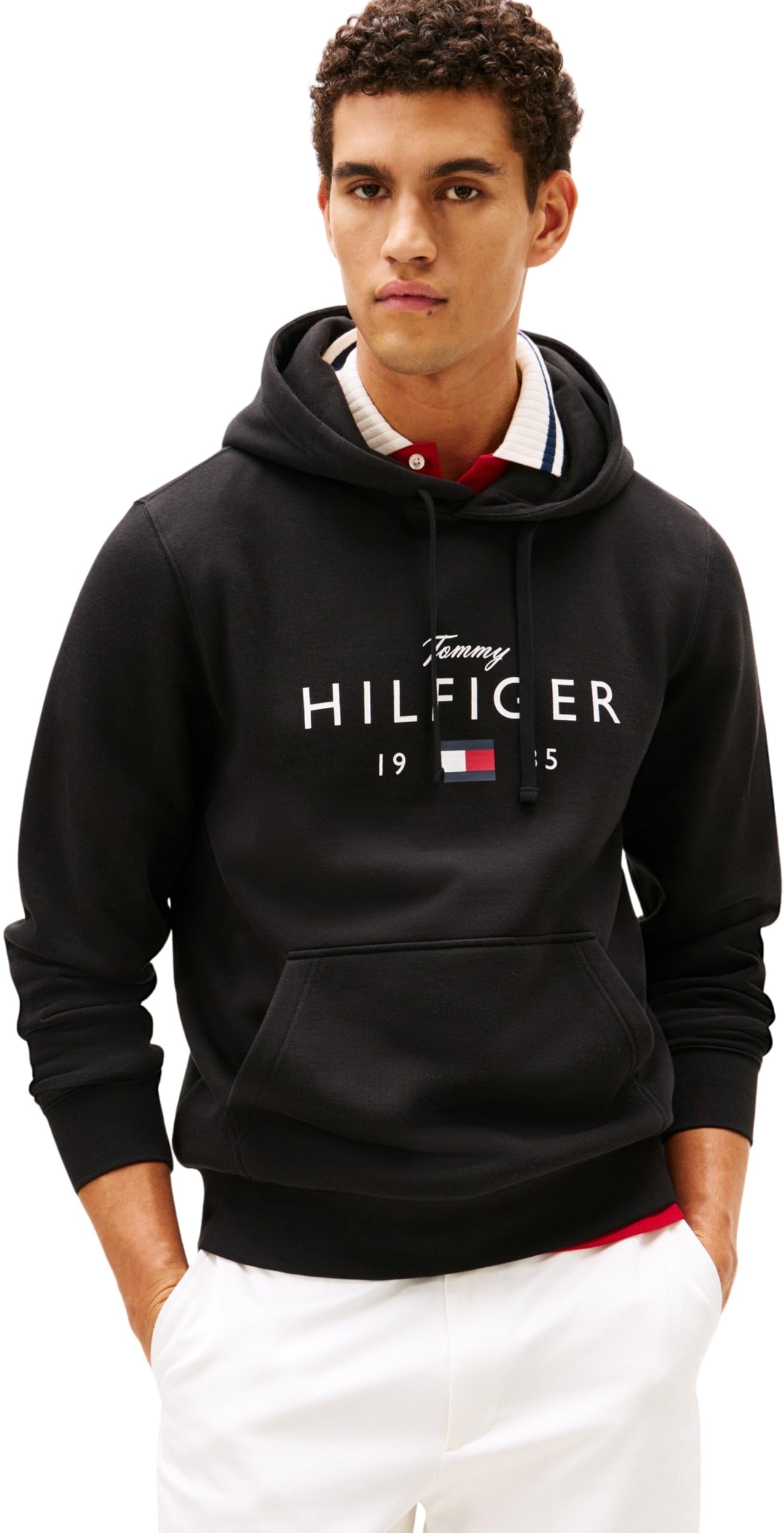 Tommy Hilfiger Men BRAND LOVE BIG HILFIGER HOODIE MW0MW41427 Pullover Hoodie, BLACK, XL