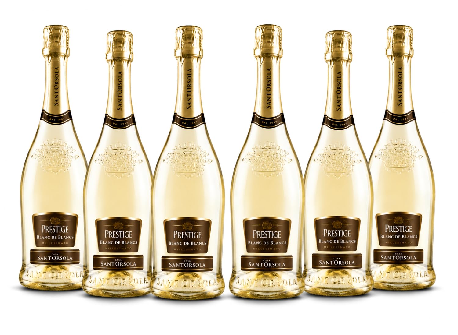 Sant'Orsola - Vino Cuvèe Prestige Blanc de Blancs Extra Dry 11%, da Prestigiosa Uva Bianca Italiana, Gusto Secco con Note Fruttate, 6x750 ml