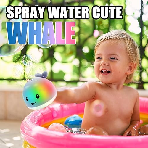 Miniatura 8 de ZHENDUO - Juguete de baño para bebé, ballena con espray automático de agua con luz LED, aspersor de inducción, juguete para tina, regadera, baño y