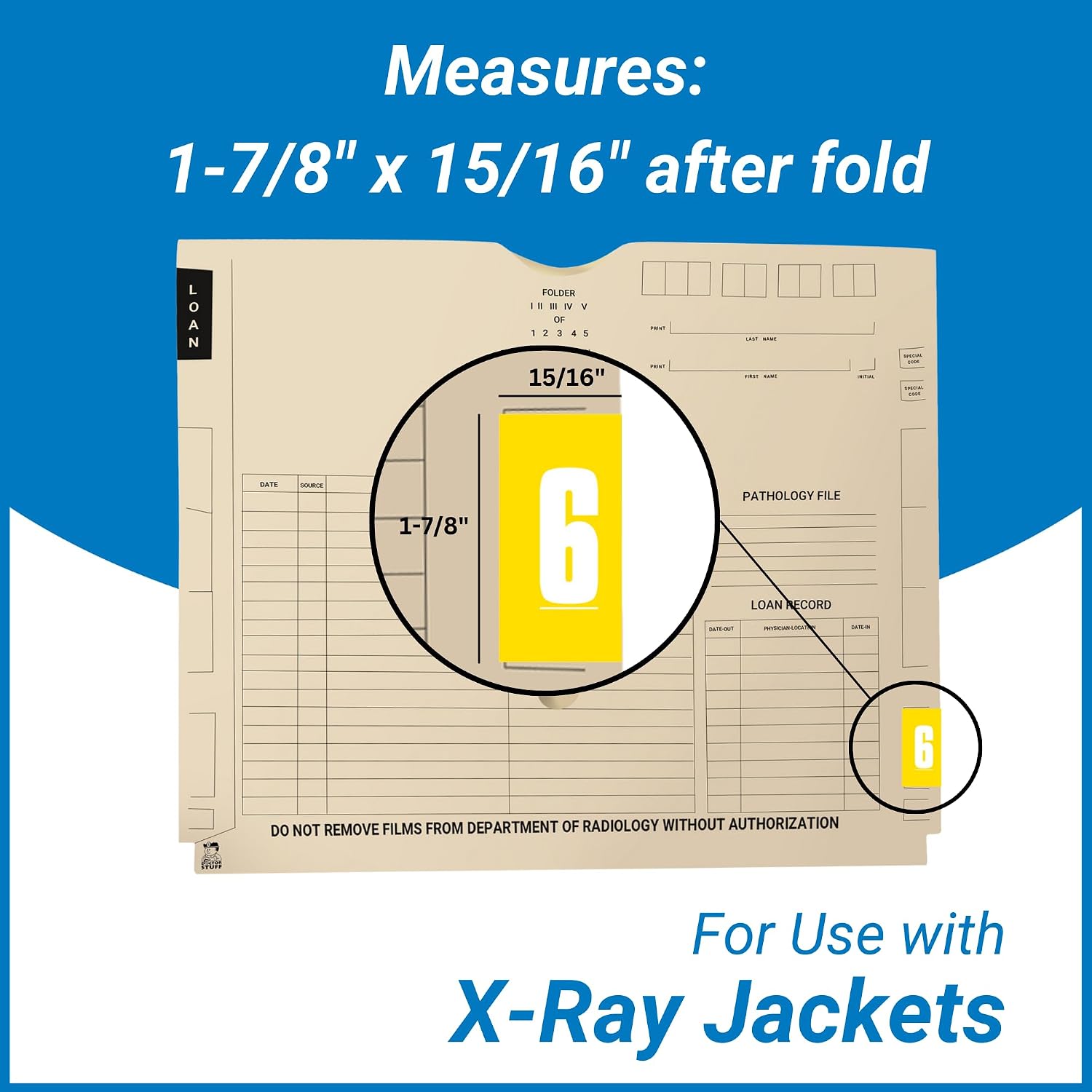 Doctor Stuff - File Folder Labels, Number 6, AMES L-A-00178RL Match - AMNP Series Chart Stickers, Yellow, 1-7/8" x 1-7/8", #6, 1000/Roll