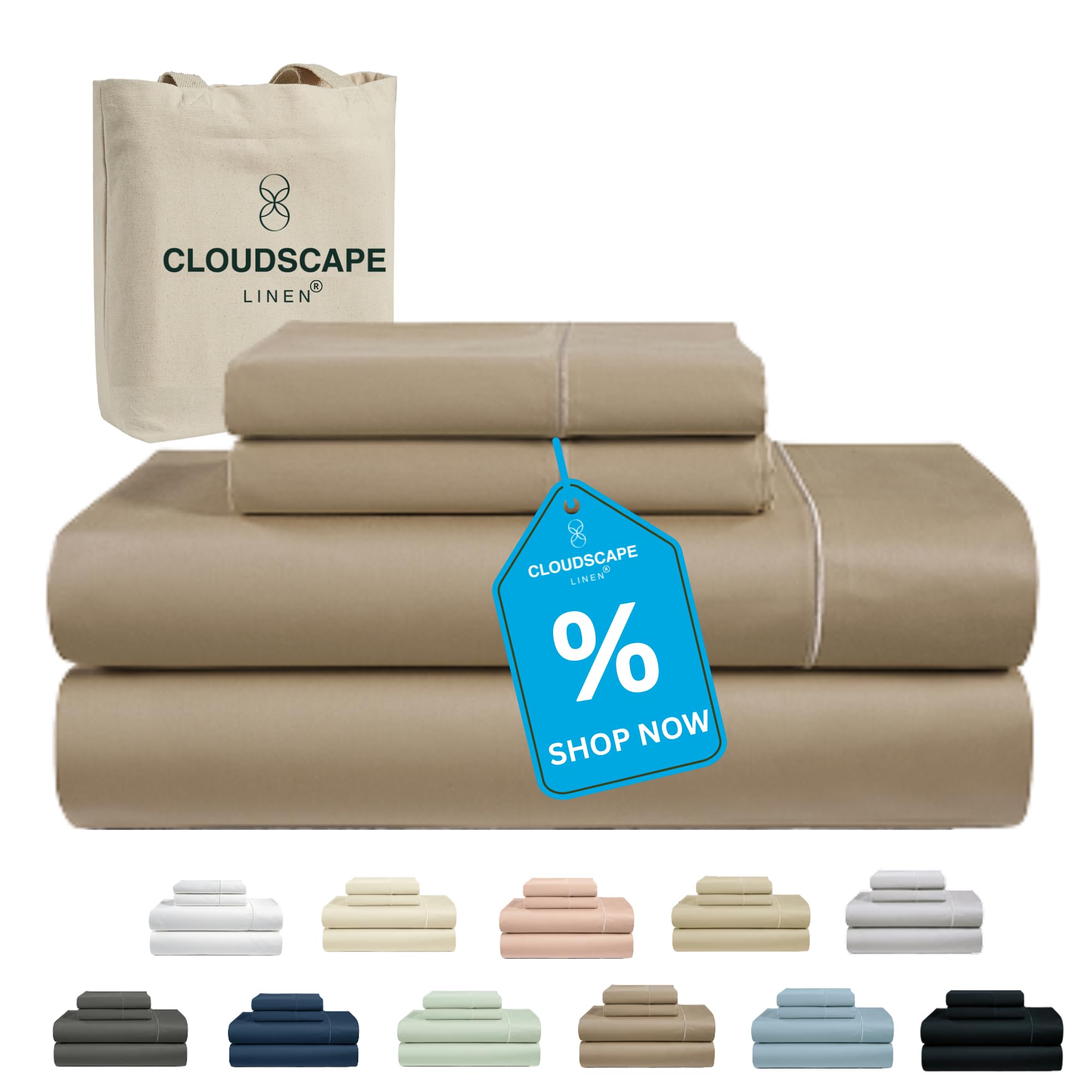 Superior Set di lenzuola in cotone egiziano 1000 fili, per letto matrimoniale, mare profondo, 4 pezzi