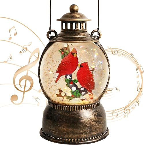 Miniatura 90 de Globo de nieve de muñeco de nieve de Navidad, linterna musical de muñeco de nieve con temporizador de 6 horas forrado por USB, funciona