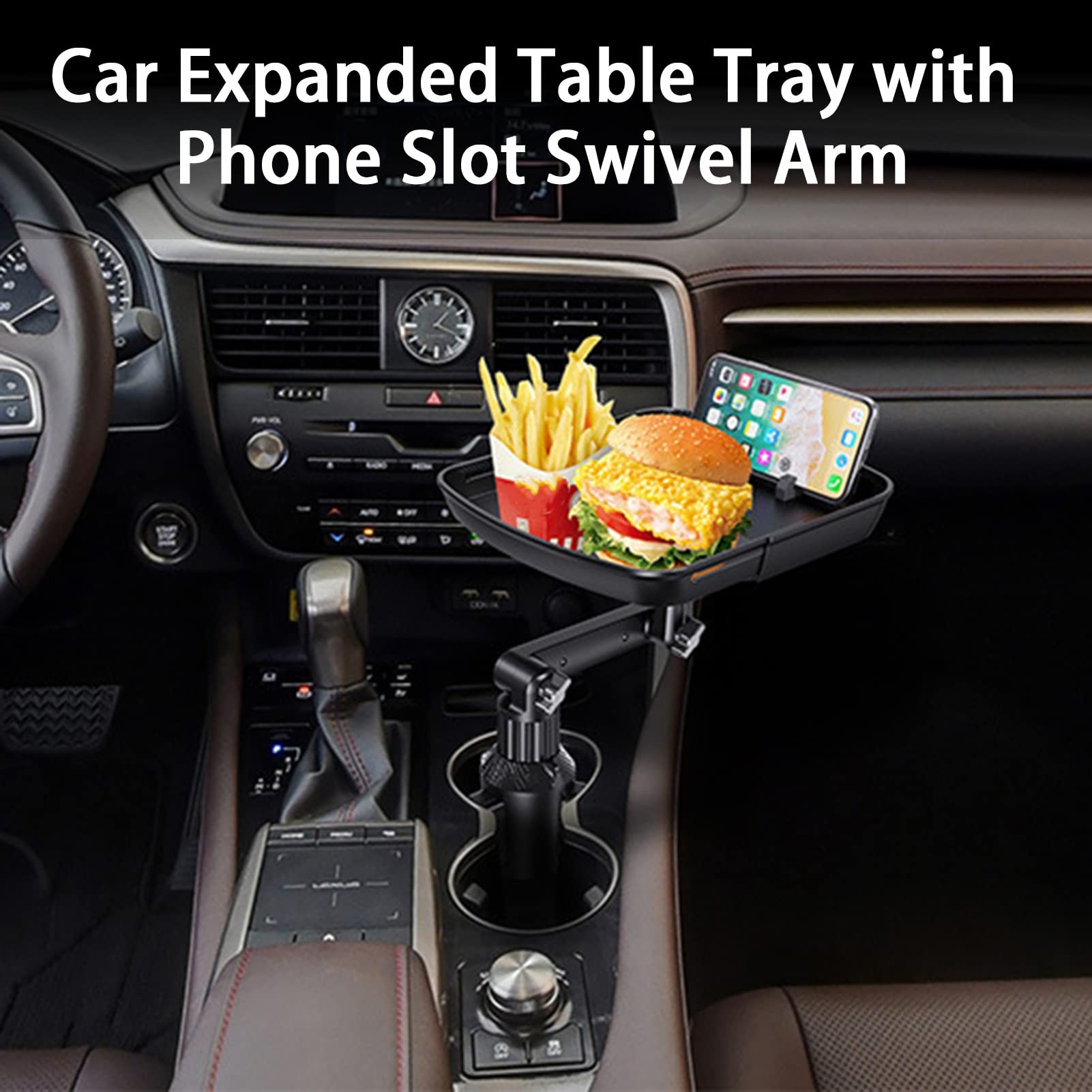 Espansore per auto con supporto per telefono, girevole a 360°, supporto per telefono cellulare per auto, supporto per cellulare da auto, supporto per portabicchieri, design versatile 2 in 1 per la