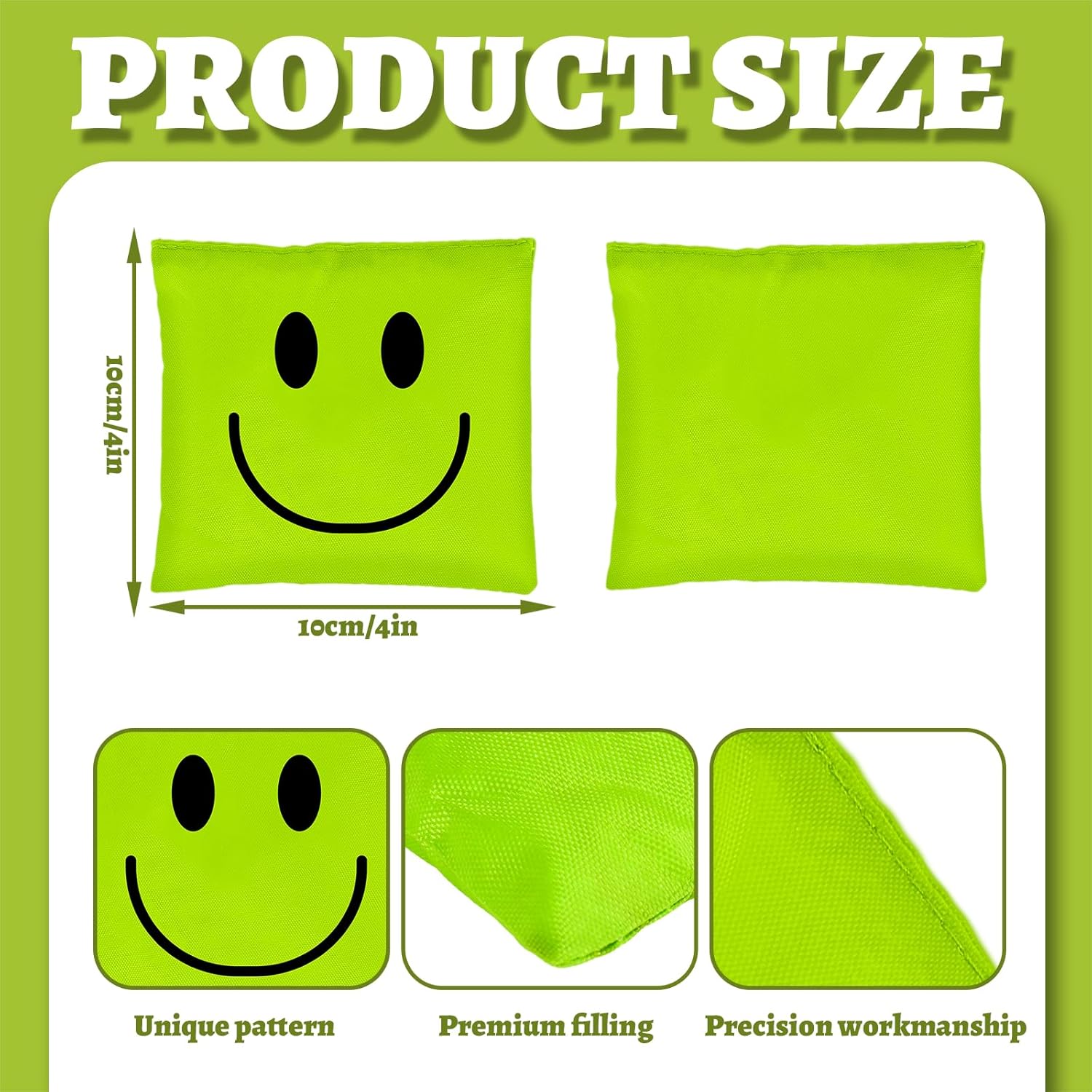 JarThenaAMCS 12 Pcs Neon Happy Face Bean Bags Green Pink Yellow Orange Cornhole Game Bags for Party Gathering Game Supplies