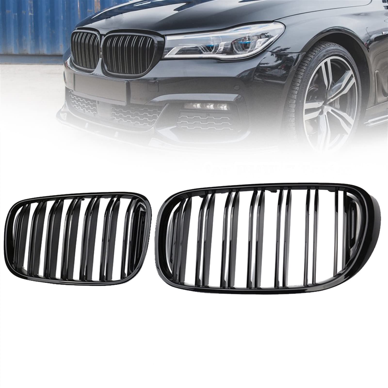 Amazon | グロスブラック車のフロントバンパーキドニーグリルに適合  
