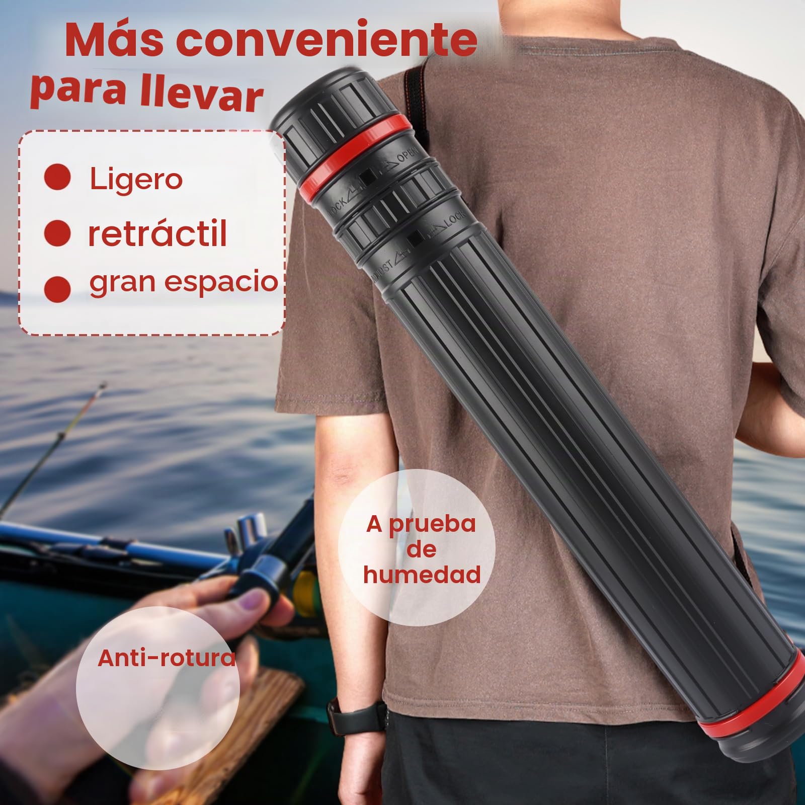 2 rollo de transporte para pósteres, A0, color negro, 45 – 75 cm, tubo de transporte telescópico