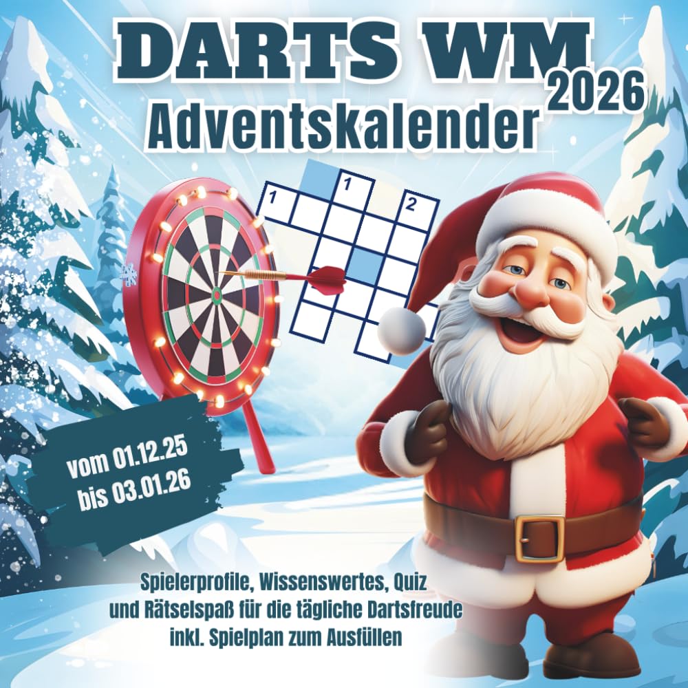 Darts Adventskalender: Spielerprofile, Wissenswertes, Quiz und Rätselspaß für die tägliche Dartsfreude | inkl. Spielplan zum Ausfüllen
