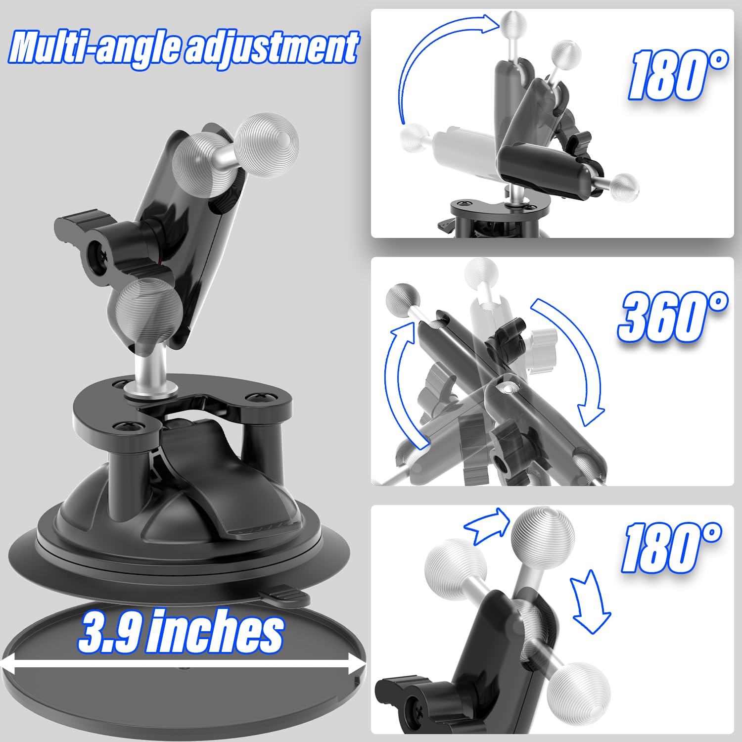 Extra Starker Saugnapf Traktor Tablet/Handy Halterung | Wackelfreier Halt, 7cm Stoßfester Metallarm, Passt Für Auto, LKW, iPad Pro, iPhone, 4-12.9" Geräte