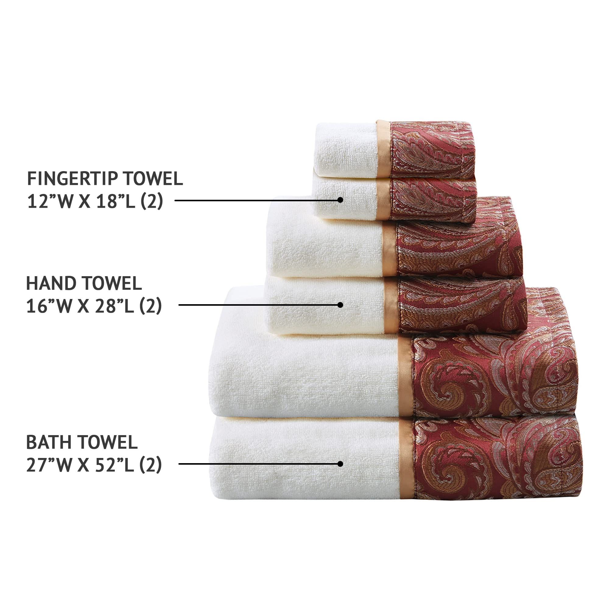Madison Park Aubrey - Juego de Toallas de baño de Lujo 100% algodón, Altamente absorbentes, de Secado rápido, diseño de Cachemira Jacquard, Calidad de Hotel y SPA para decoración de baño, Varios | Secado rápido, sensación de felpa, calidad de hotel para b