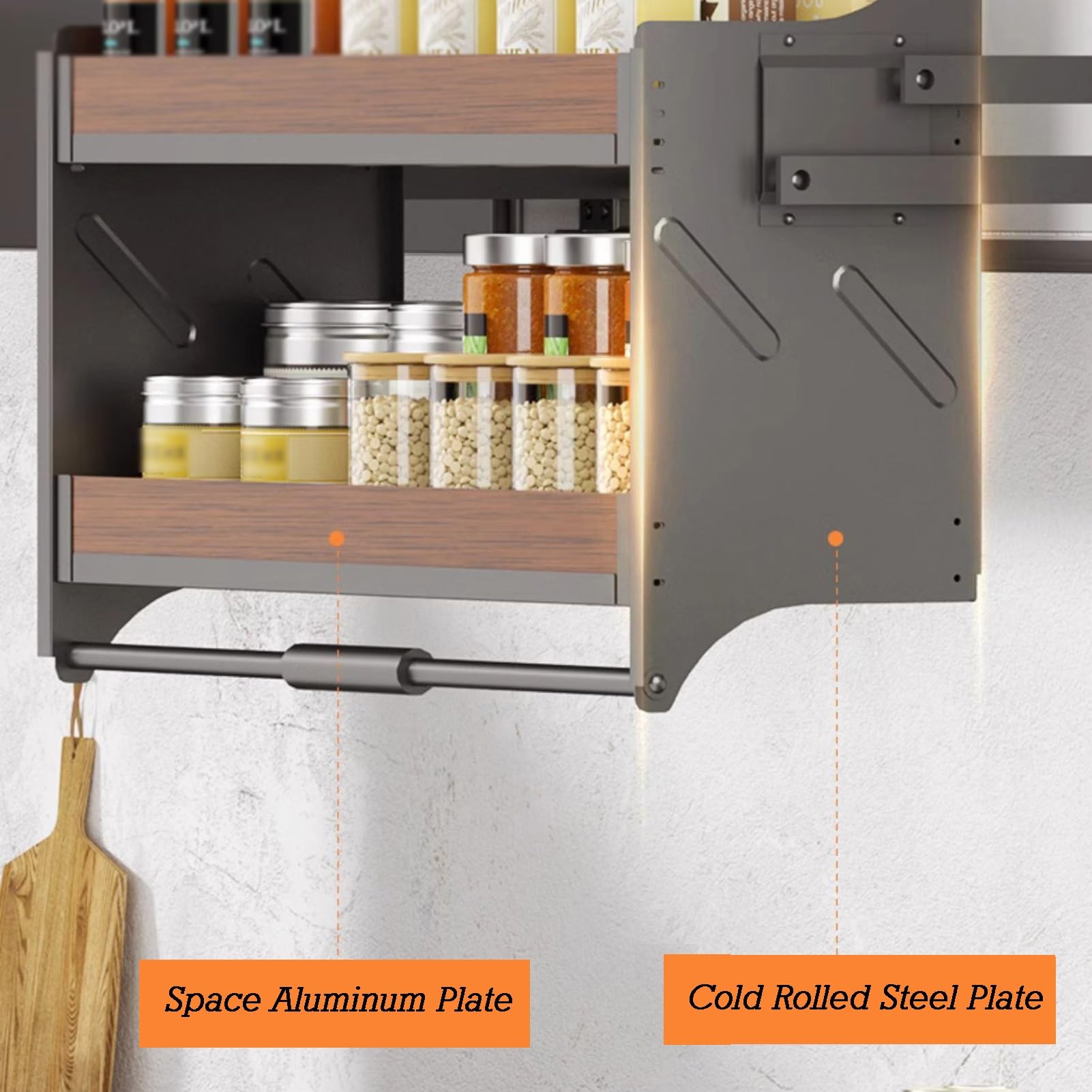 Robuster Schrank-Organizer, platzsparend, Wandmontage, für Küche, Bar, Café, verstellbar, 812 x 260 x 550 mm, Aufbewahrungslösung