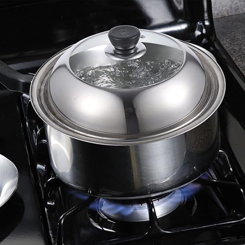 Miniatura 9 de YARNOW Tapa universal de acero inoxidable, tapa redonda de hierro fundido de repuesto para sartén (11 pulgadas)