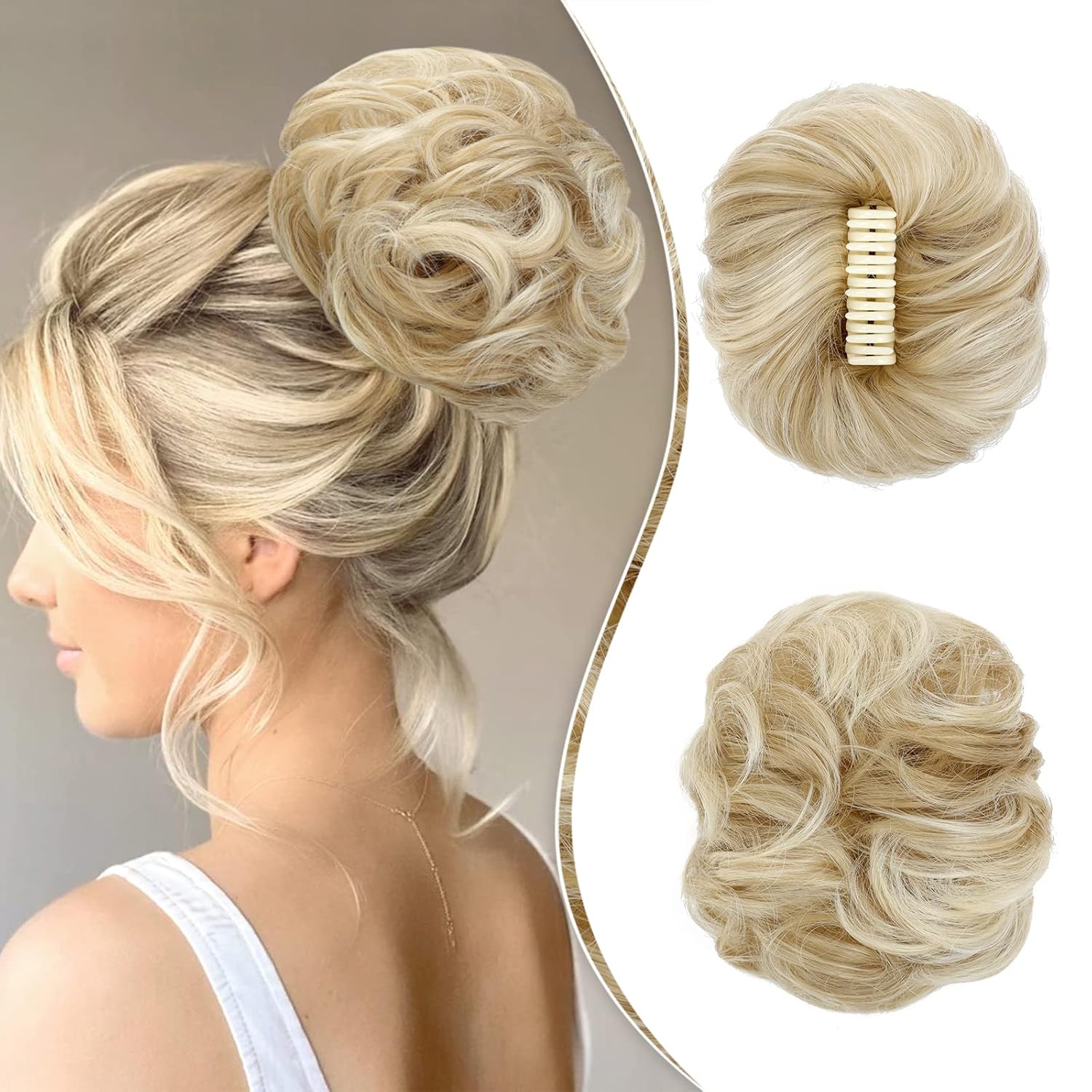 Leterly Messy Bun Hair Piece, Claw Clip Hair Bun