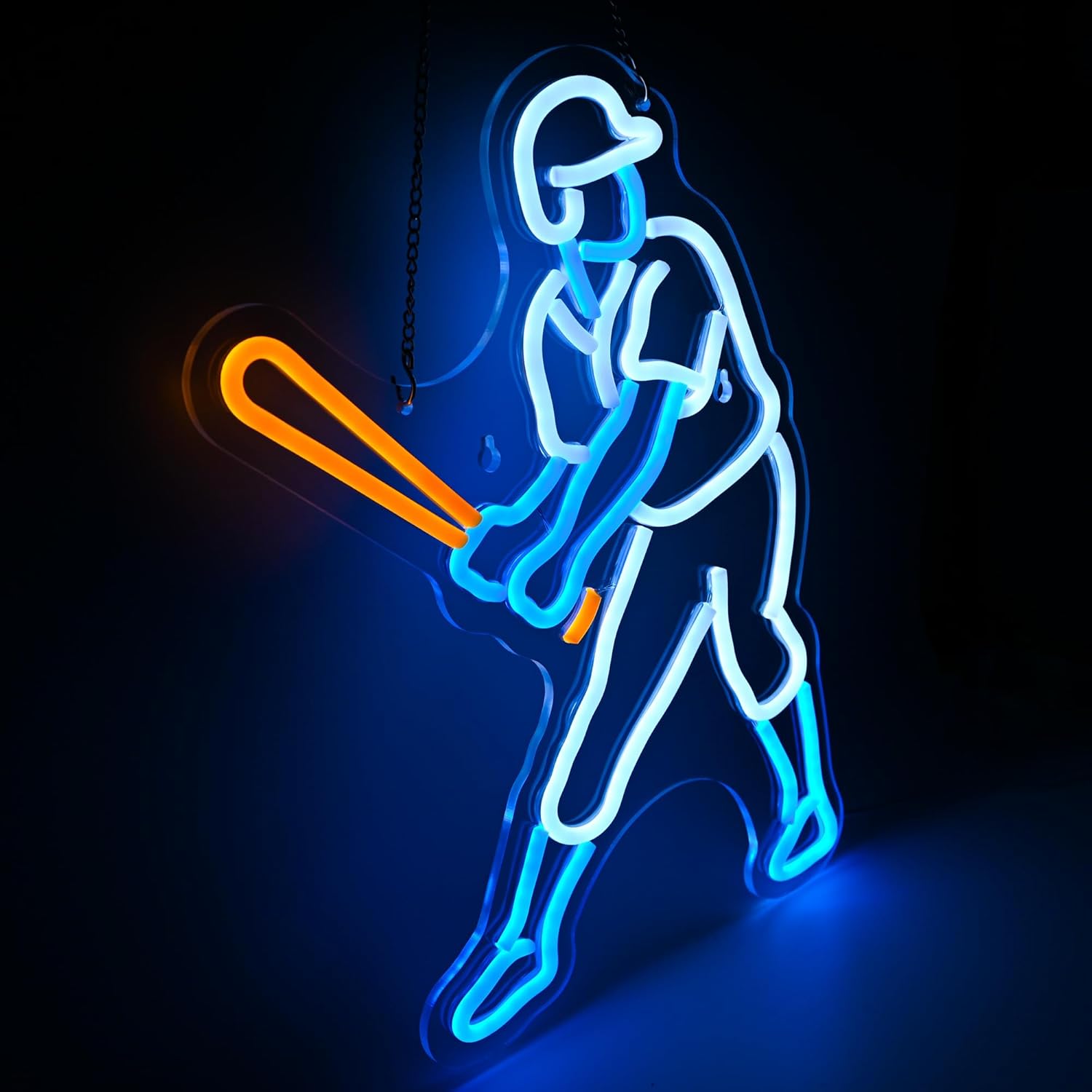 Baseball Player Neon Sign - Dimmable LED Baseball Light & Wall Decor for Boys Bedroom, Man Cave & Party | Gift for Men, Boys & Kids (Classic White, 16.7x13") - Image 2