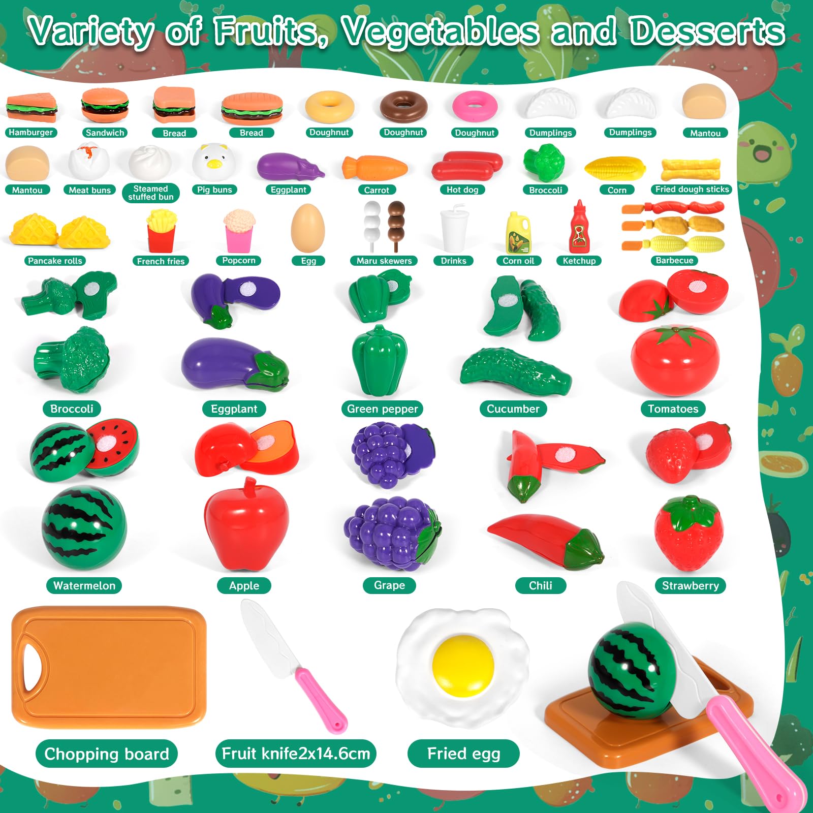 76 Pcs Accesorios de Juguetes de Cocina para Niños, Juguetes de Cocina con Ollas y Sartenes, Juego de Roles de Chef Infantil para Niños y Niñas de 3 4 5 6 7 8 Años — view 3