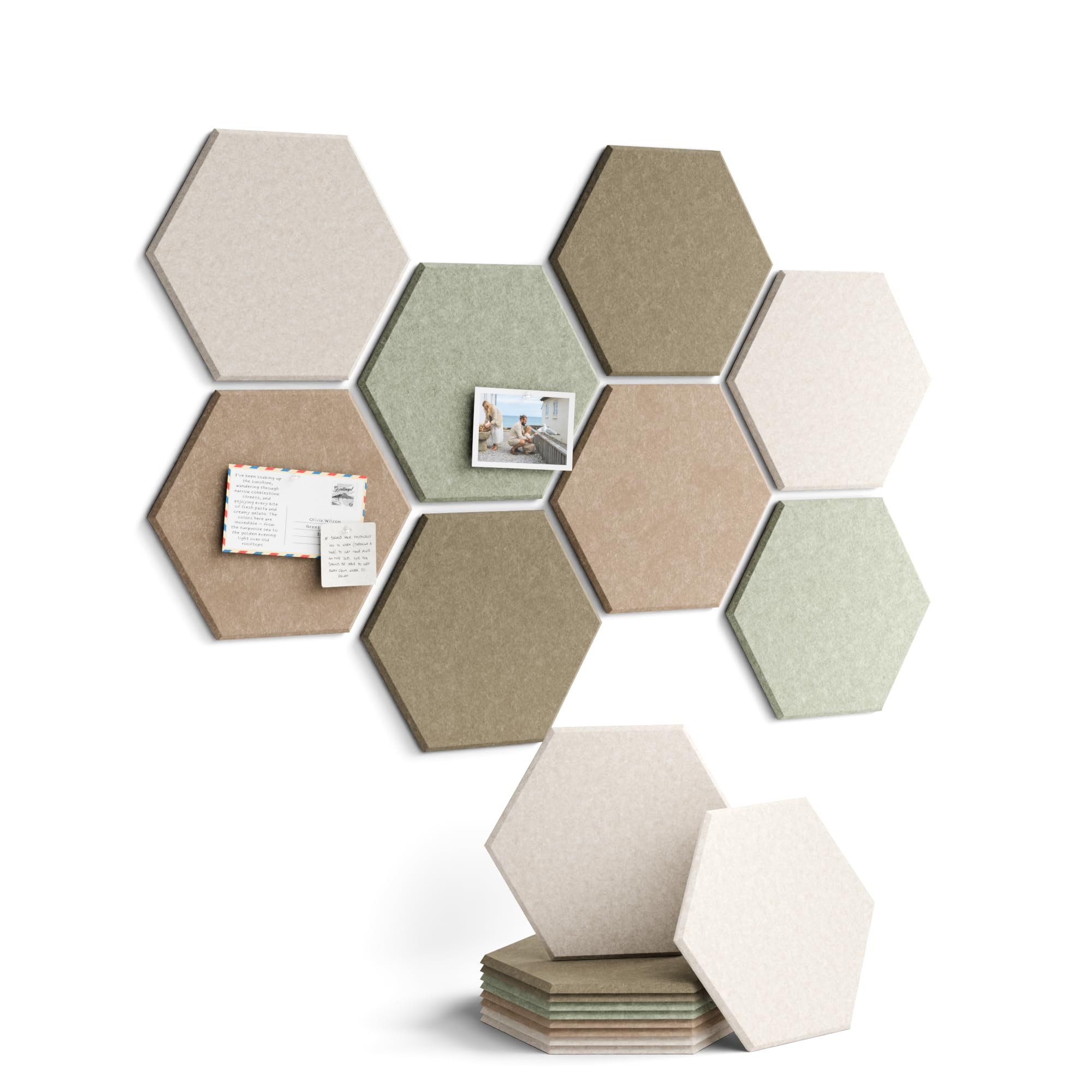 Fluxynara 8-Pack Hexagon Cork Board Alternative Wall Decor, Linen Dusk