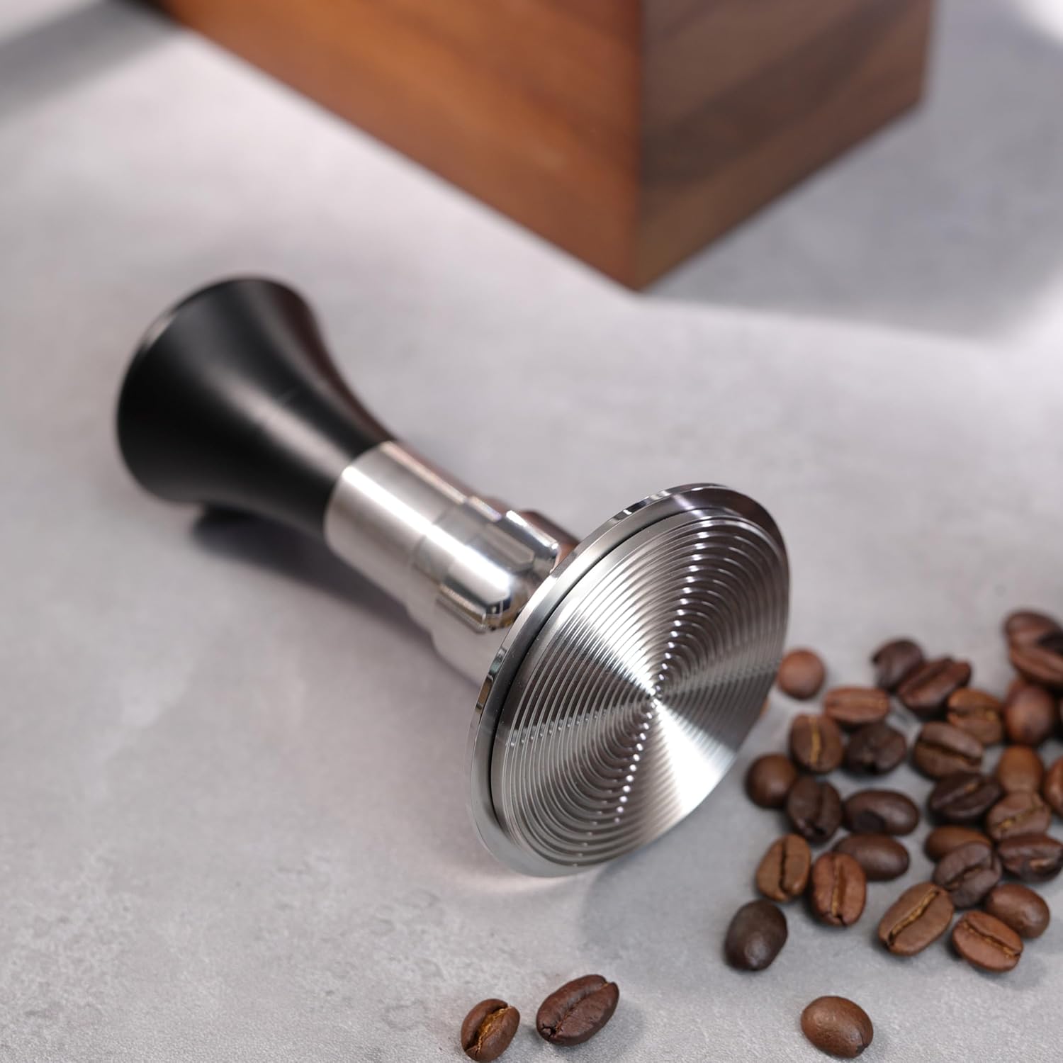CAPFEI 58mm Espresso Tamper 【24lb~35lbs Self-Adjustable with Sound Feedback】with Calibrated Spring Loaded - Stainless Steel Ripple Base