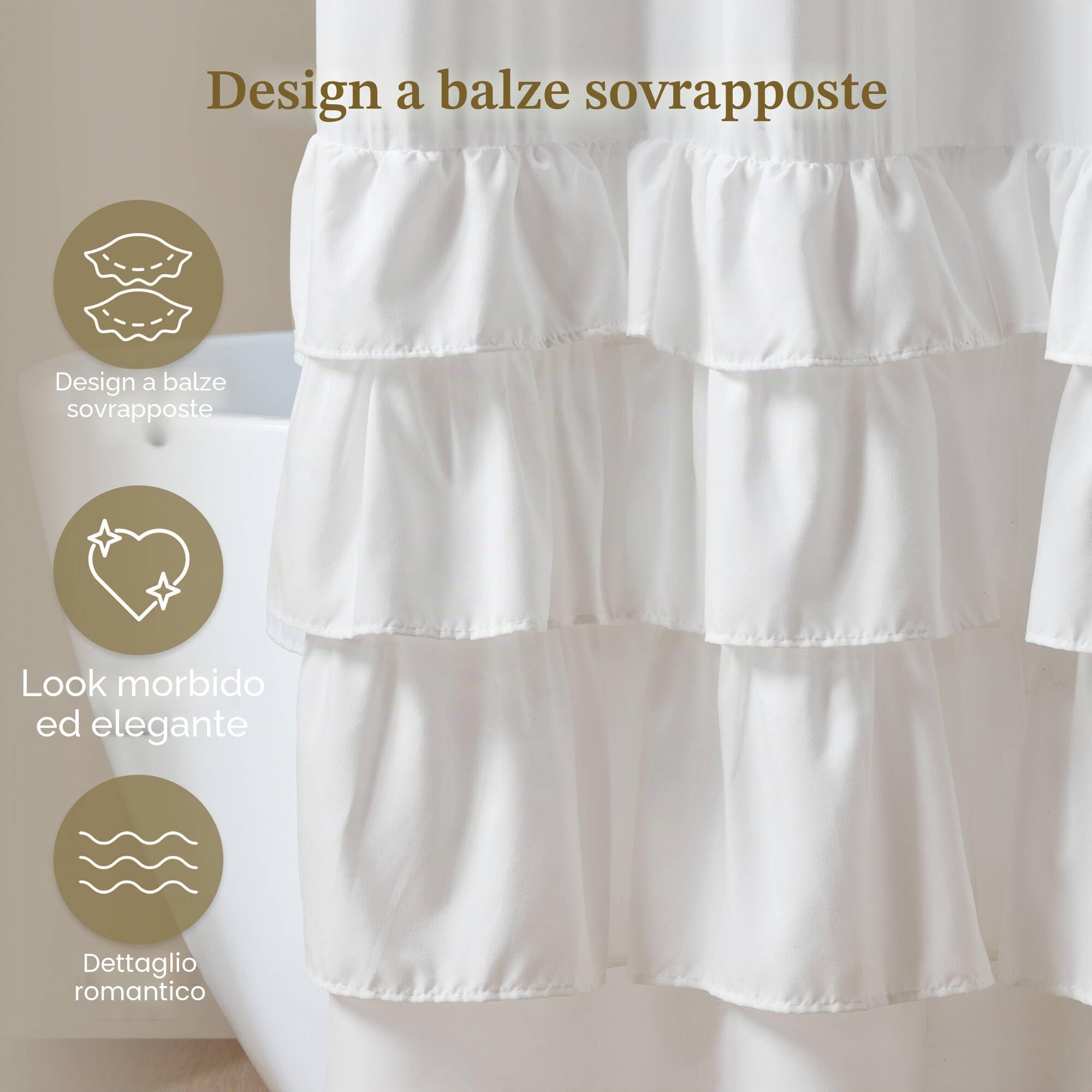 Madison Park Grace Tenda Doccia Bianco 72x72