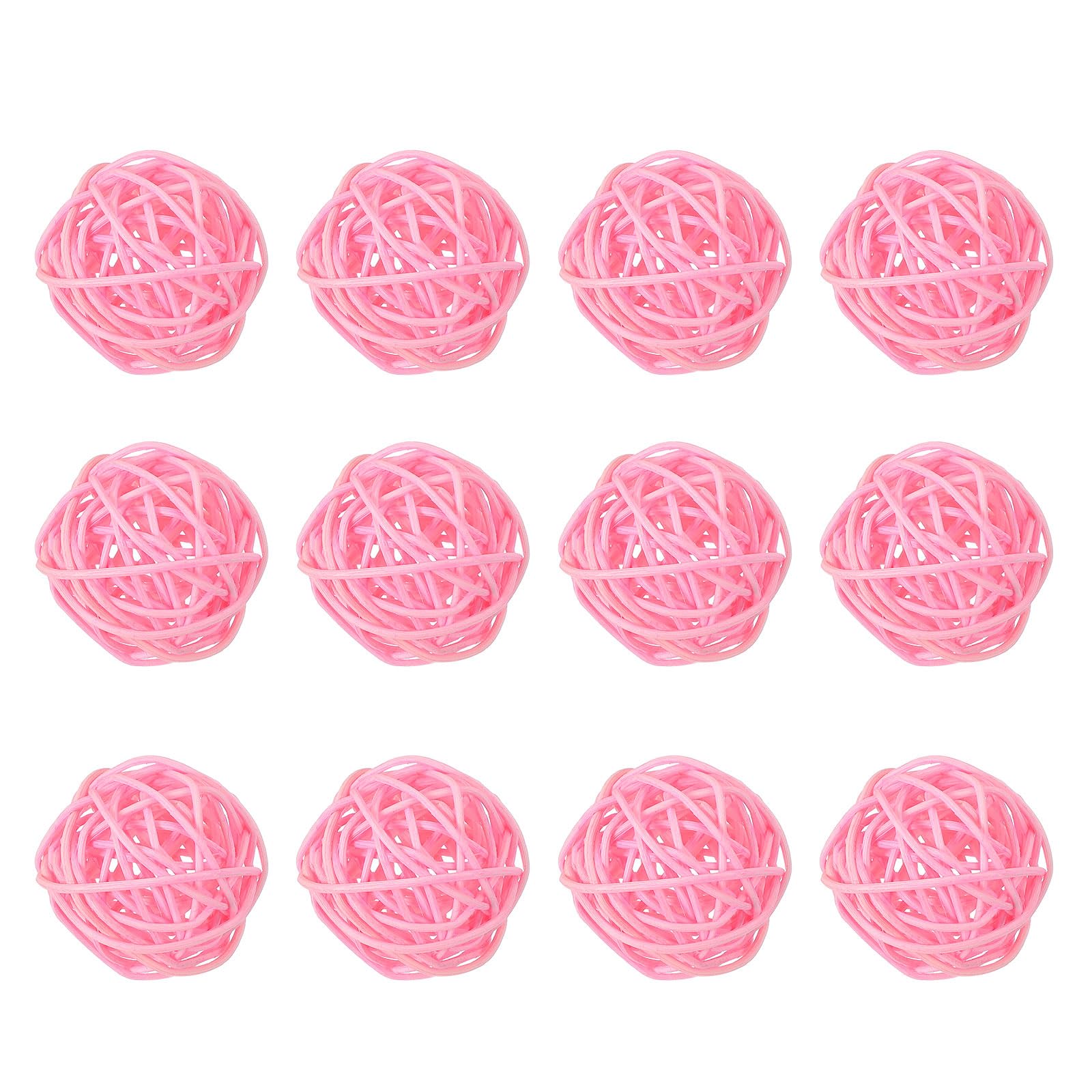 Boules en rotin de 5cm rose pour décoration de table et vase MECCANIXITY x12