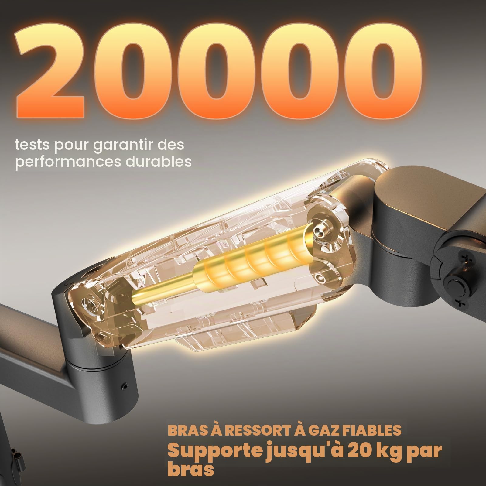 PUTORSEN Support Mural Double Bras pour écrans 17-49 Pouces, Bras Articulé Réglable à Ressort à Gaz,Charge Max 20kg par Bras,VESA 75x75/100x100,Solution Gain de Place pour Bureau et Maison, Noir