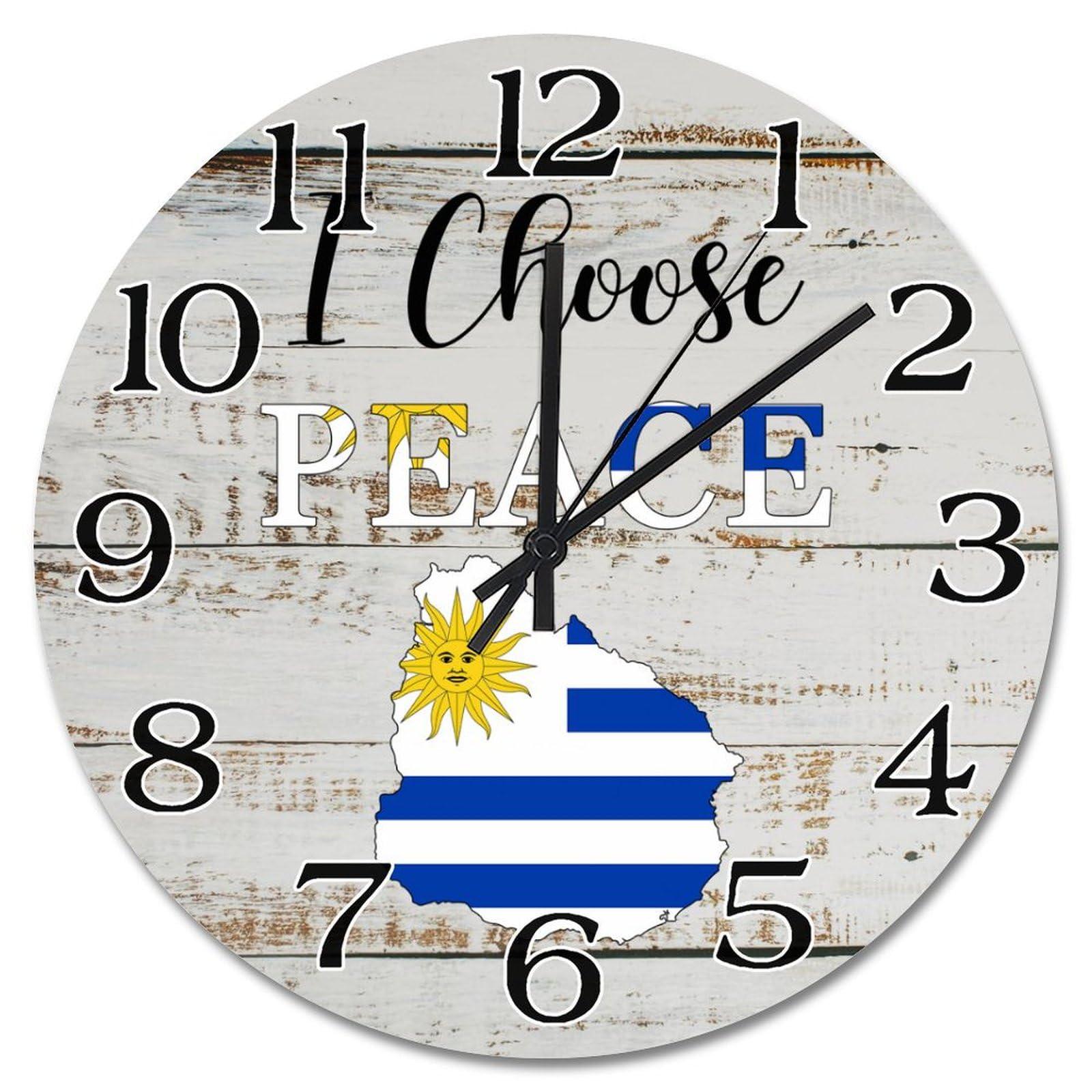 Horloge murale en bois Uruguay de 38 cm à piles pour salon