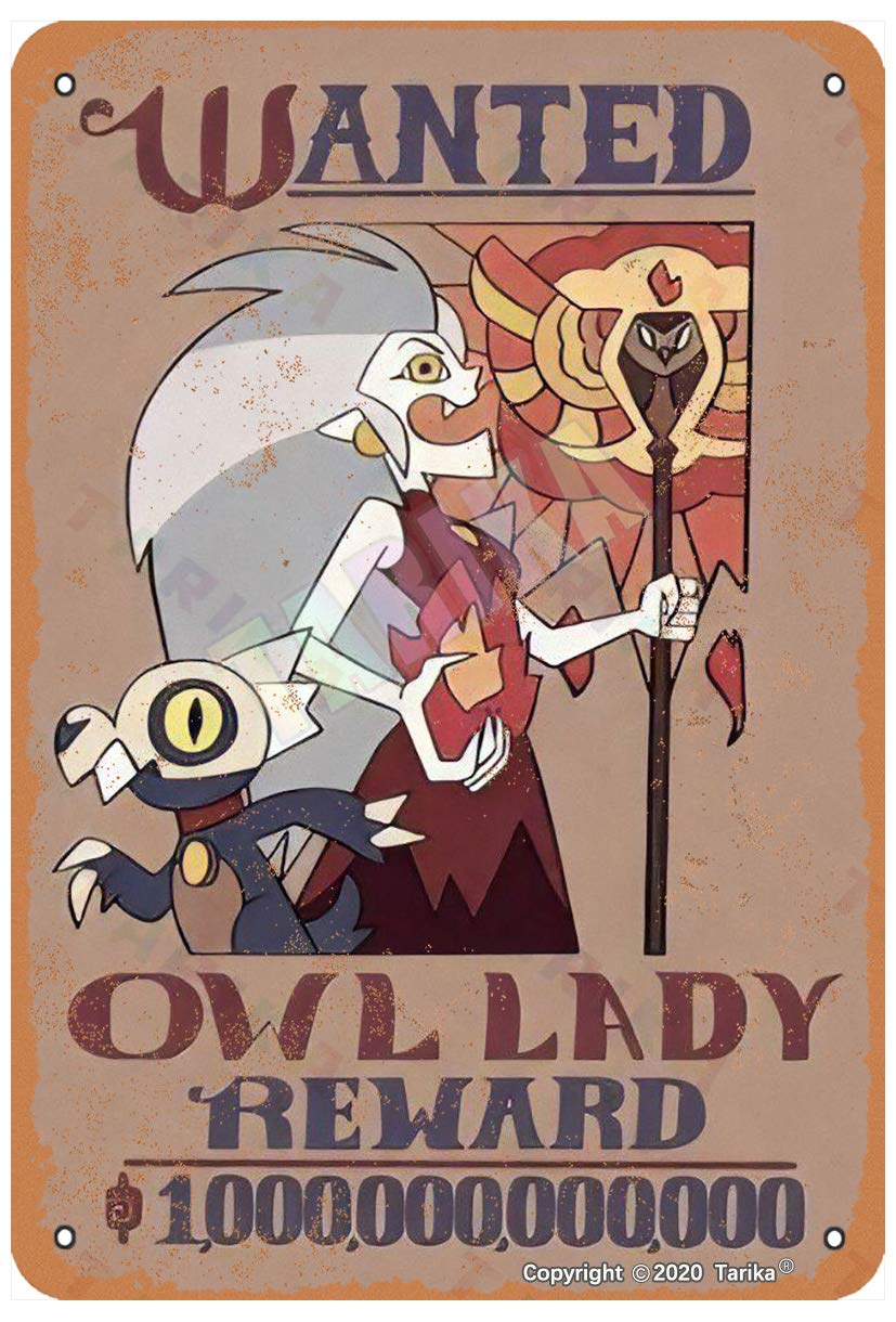 Wanted Owl Lady 20X30 CM Tin Retro Look Decoration Poster Sign for Home Kitchen Bathroom Farm Garden Garage Funny Wall Decor