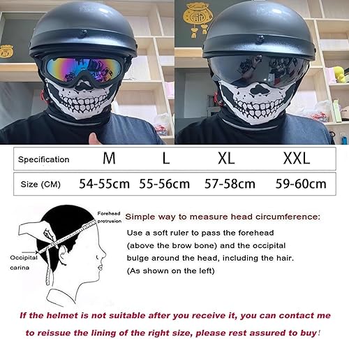 Miniatura 2 de Medio casco de motocicleta para hombres y mujeres con protector solar, casco de motocicleta vintage para moto para crucero, scooter aprobado por DOT