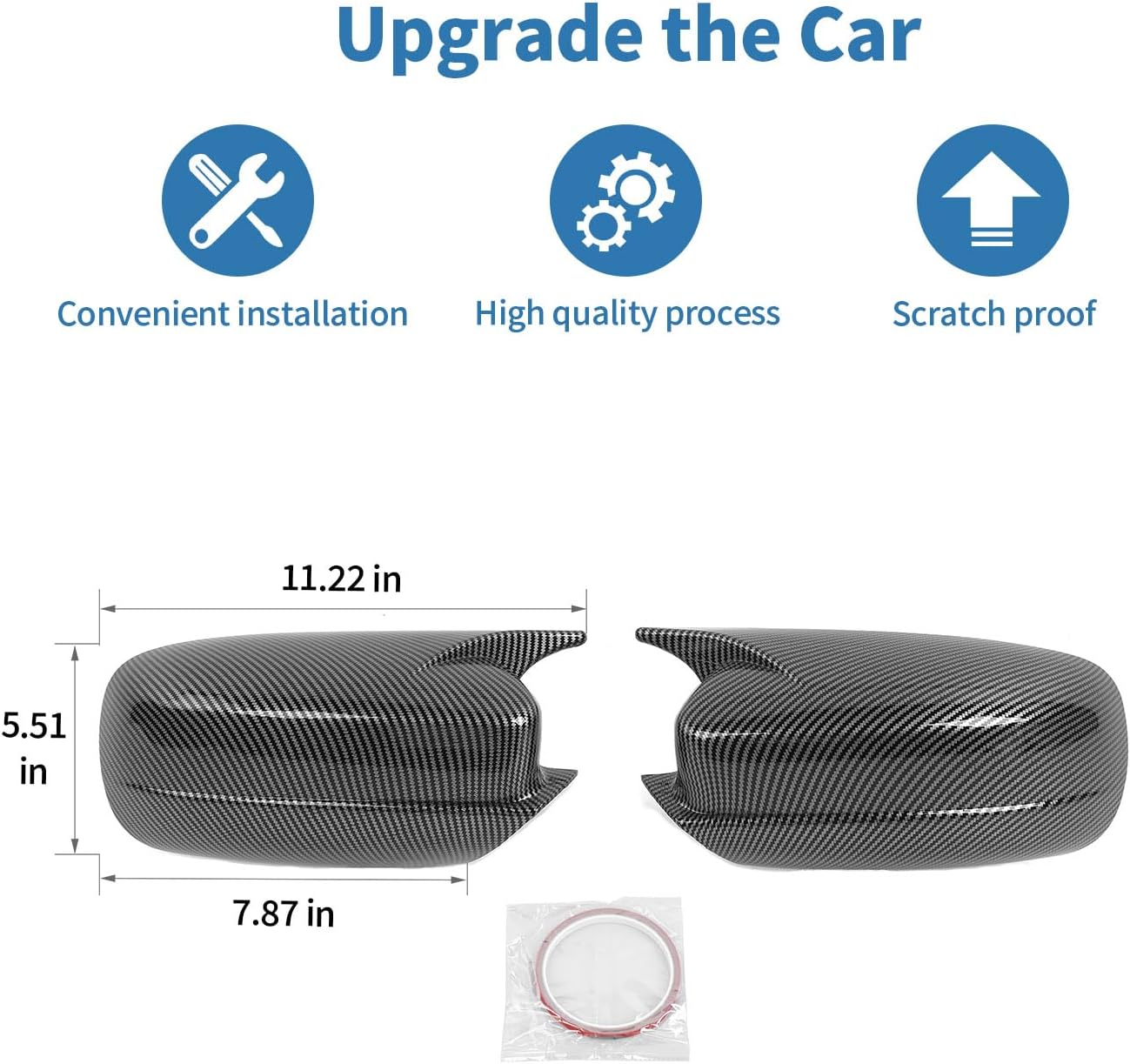 for Charger Sideview Mirror Cap Cover Trim Ox Horn Fit for Dodge Charger 2010+ Black Carbon Fiber Exterior Accessories 2pcs