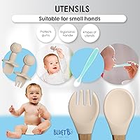 Vista 4 de Bluet B - Set de alimentación de bebé de silicona con chupete - Suministros de destete LED para bebés - Cucharas para bebés, cuenco de succión
