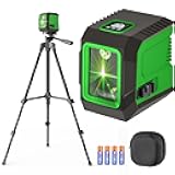 Laser Level with 50” Tripod, 360° Self Leveling Cross Line Laser Level, Green Beam Horizontal and Vertical Line leveler Tool for Hanging Pictures, Home Renovation with 4 AA Batteries & Carry Pouch
