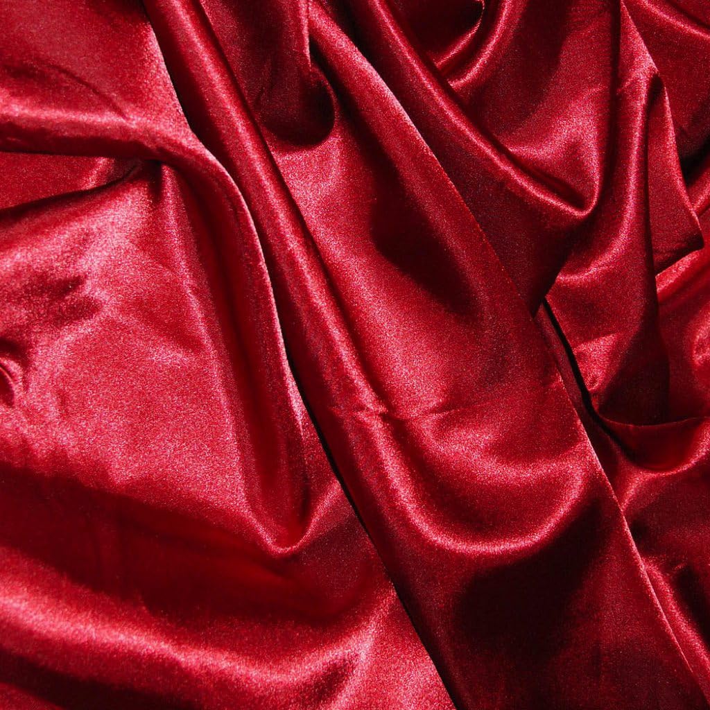 CQL Satin Fabric by The Metre – 60 Inch Wide Satin Roll for Wedding Dresses, Bespoke Tailoring & Decoration Projects – Soft, Smooth, Silk-Like Finish(Dark Red,1 Metre)
