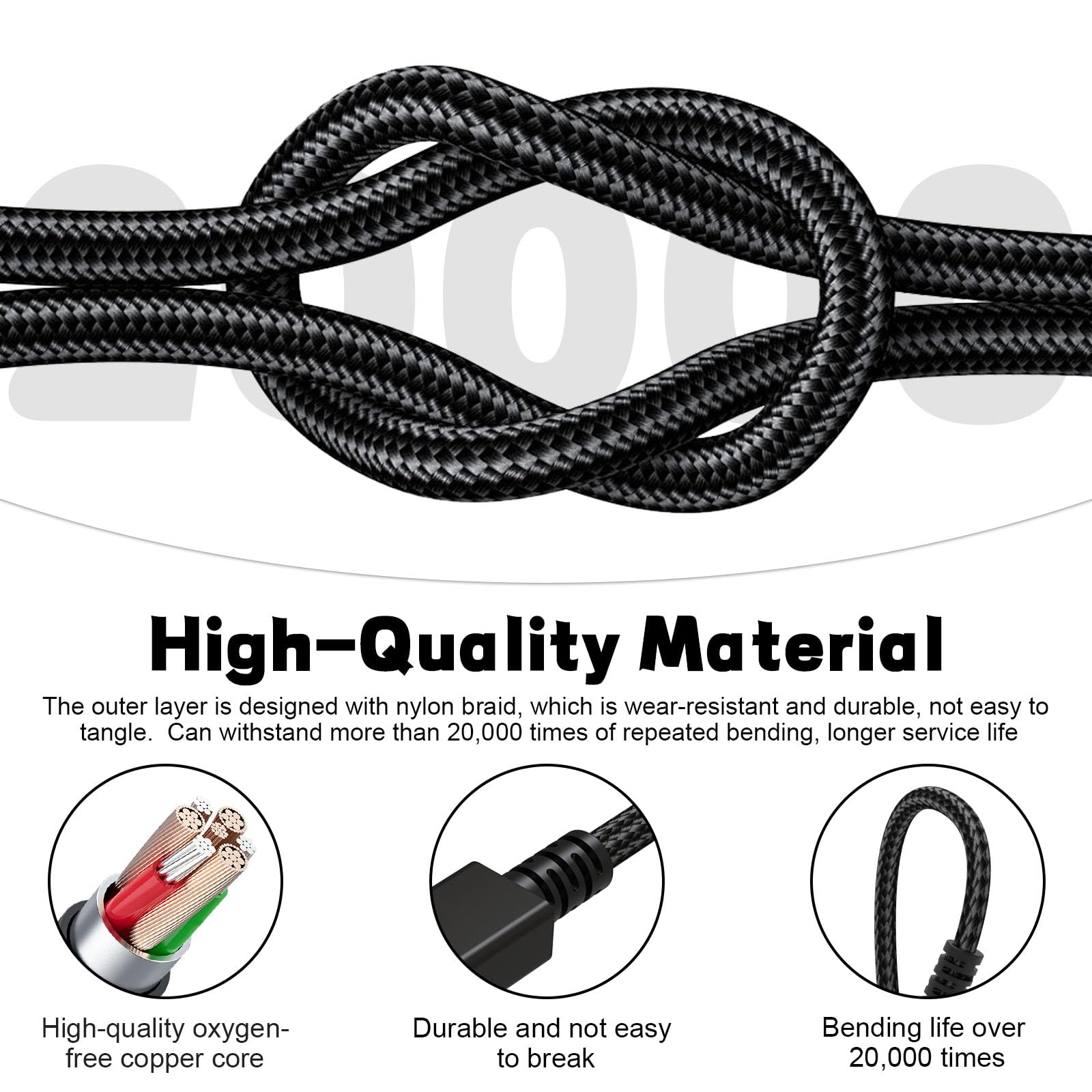 Cable de carga USB tipo C compatible con Razer BlackWidow V4 Pro/V4/V3 Pro/V3 Mini, Deathstalker V2 Pro/V2, Huntsman Mini/V3 Pro, controlador Wolverine V3, teclado Ducky One 2/3