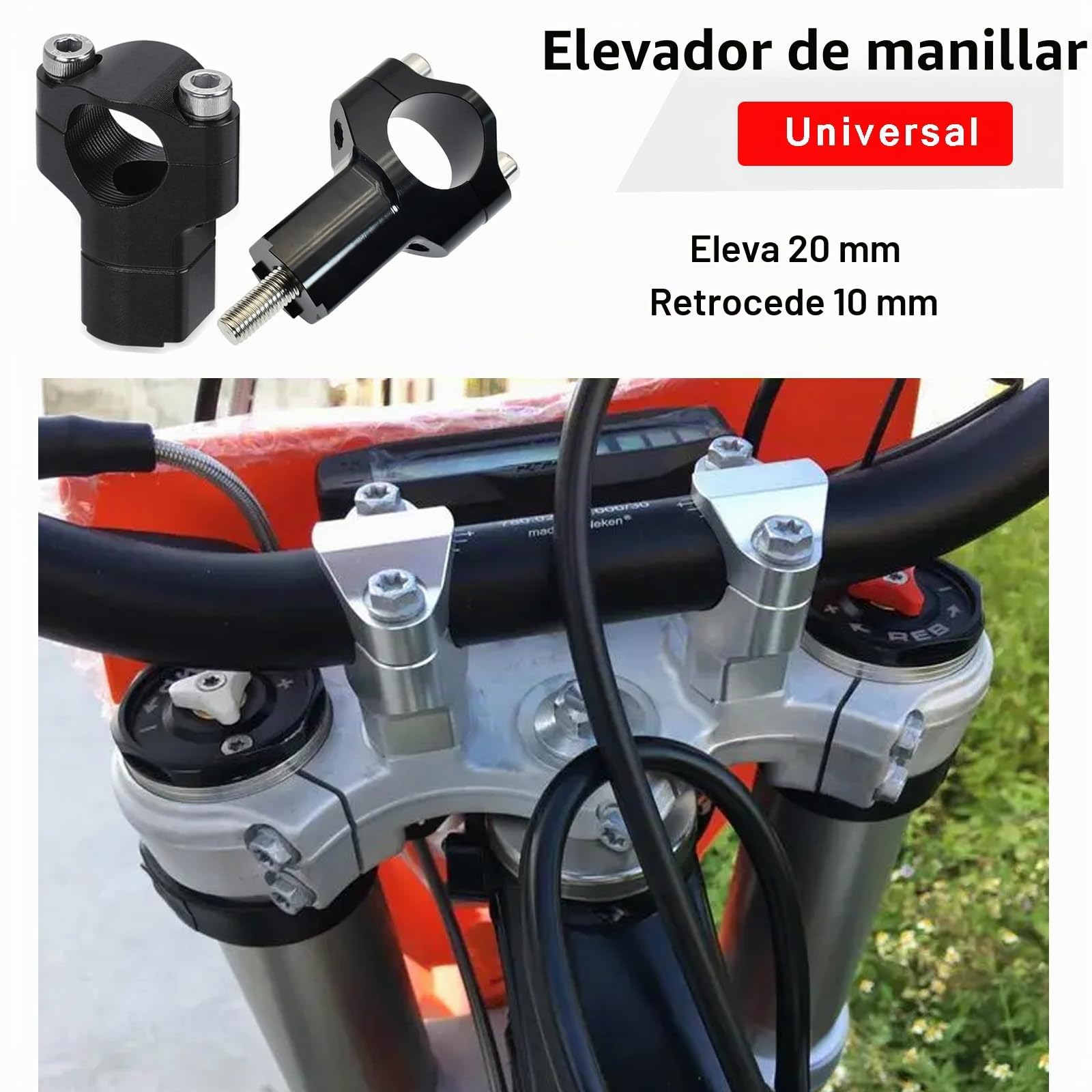 2pcs Moto Manillar Riser para DUKE 690 SMC Enduro 790 890 Adventure/R 125-530 EXC SX SXF XC XCF XCW -Nergo