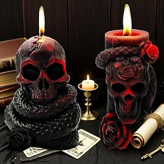 Skull Blood Candles Set，Bleeding Dripping Red Wax, Skull Bleeding Candle Gothic Decorations for Home Table Bar Indoor RoomGothic Candles for Spooky Halloween Decorations