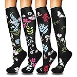 4 Pairs Compression Socks for Women Circulation-Best Support for Nurses,Running,Athletic,Travel L-XL