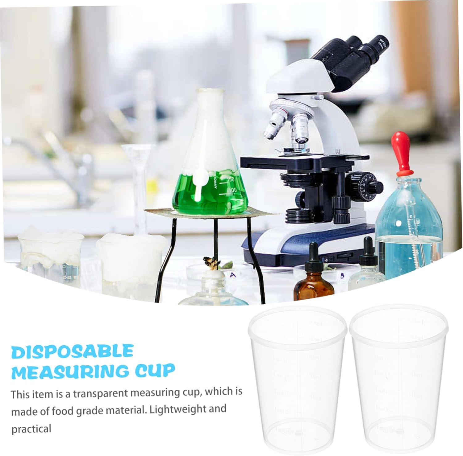 100pcs Disposable Measuring Cups Plastic Liquid Measurement Tool Scale for Kitchen and Laboratory Use